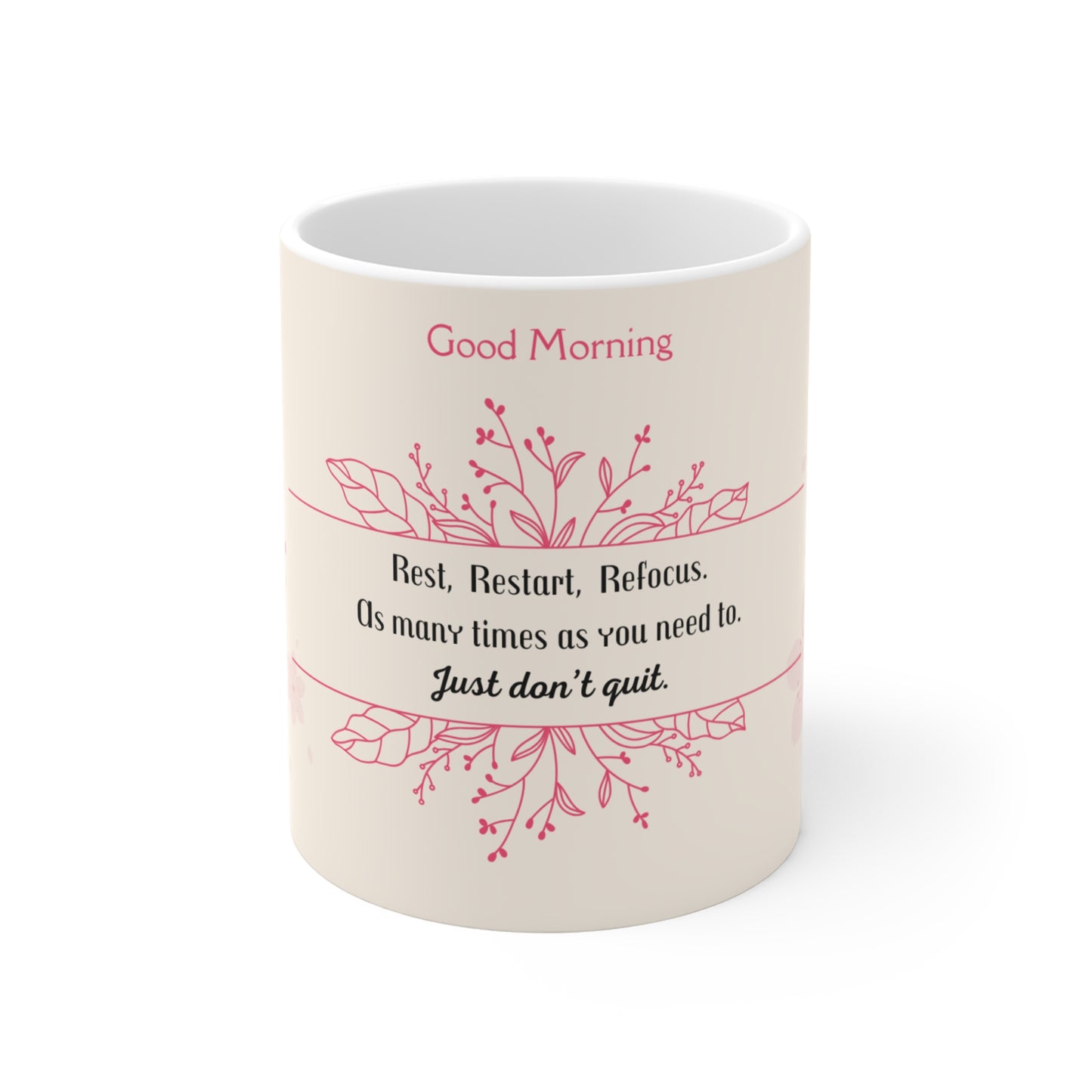 Good Morning Floral Coffee Cup, 11 oz Ceramic Mug
