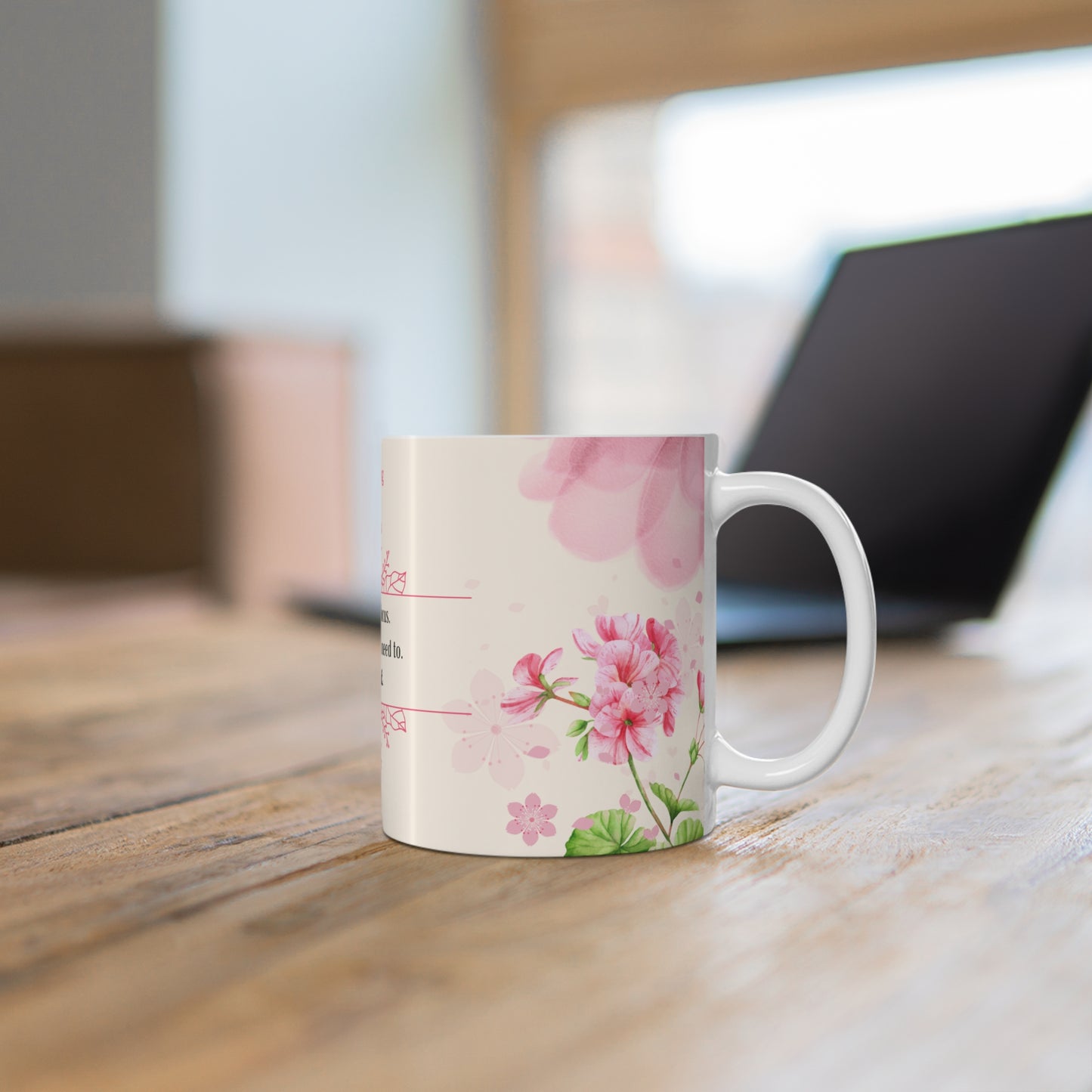 Good Morning Floral Coffee Cup, 11 oz Ceramic Mug
