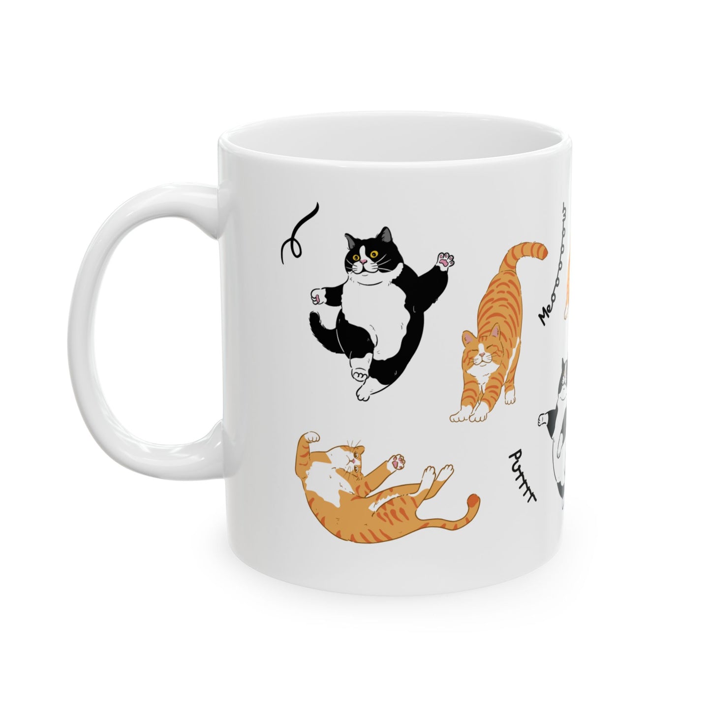 Cat Dance Ceramic Mug — Cute Dancing Cats Pattern, Funny Cat Lover Gift (11oz/15oz)