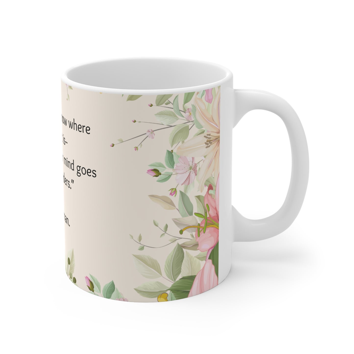 Walt Whitman Floral Mug--11oz Floral Ceramic Coffee Cup