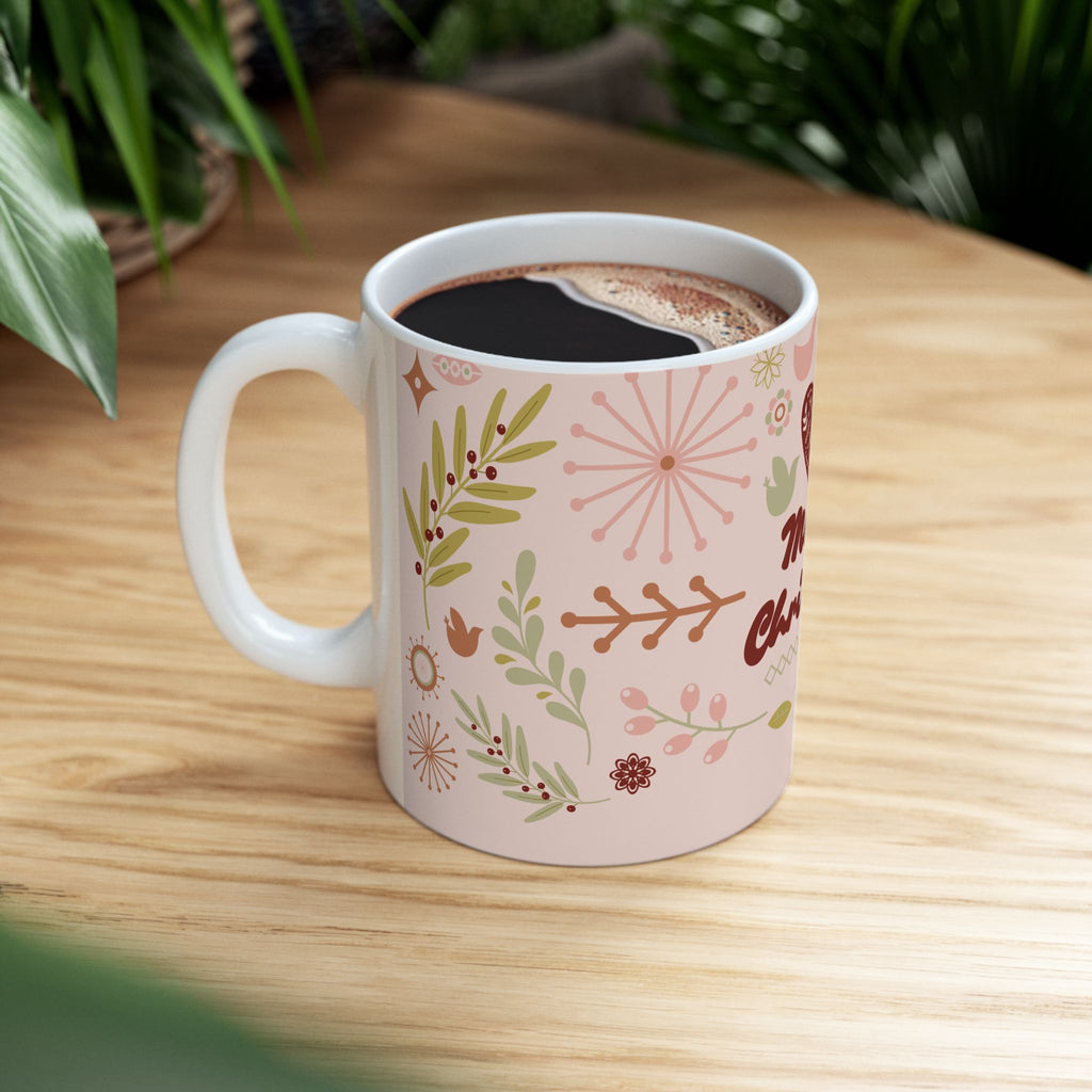Pink Scandinavian Holiday Coffee Cup (11oz)
