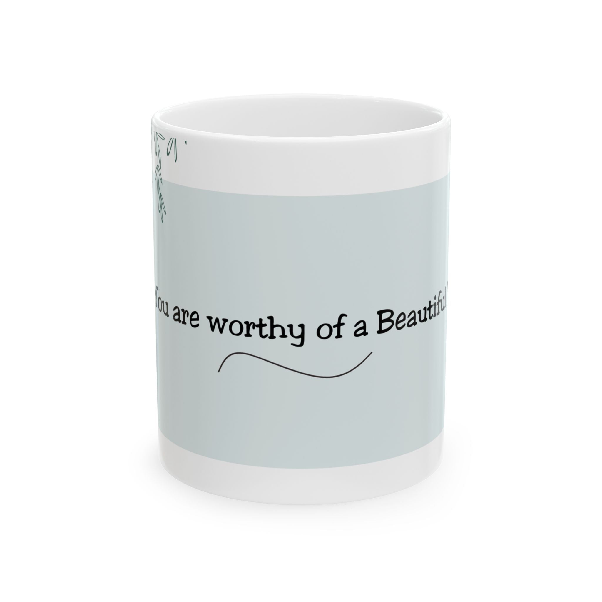 You Are Worthy” Self-Love Mug – Inspirational 11oz Blue Ceramic Coffee Cup | Soul Sips Gift for Mindfulness & Positive Affirmations