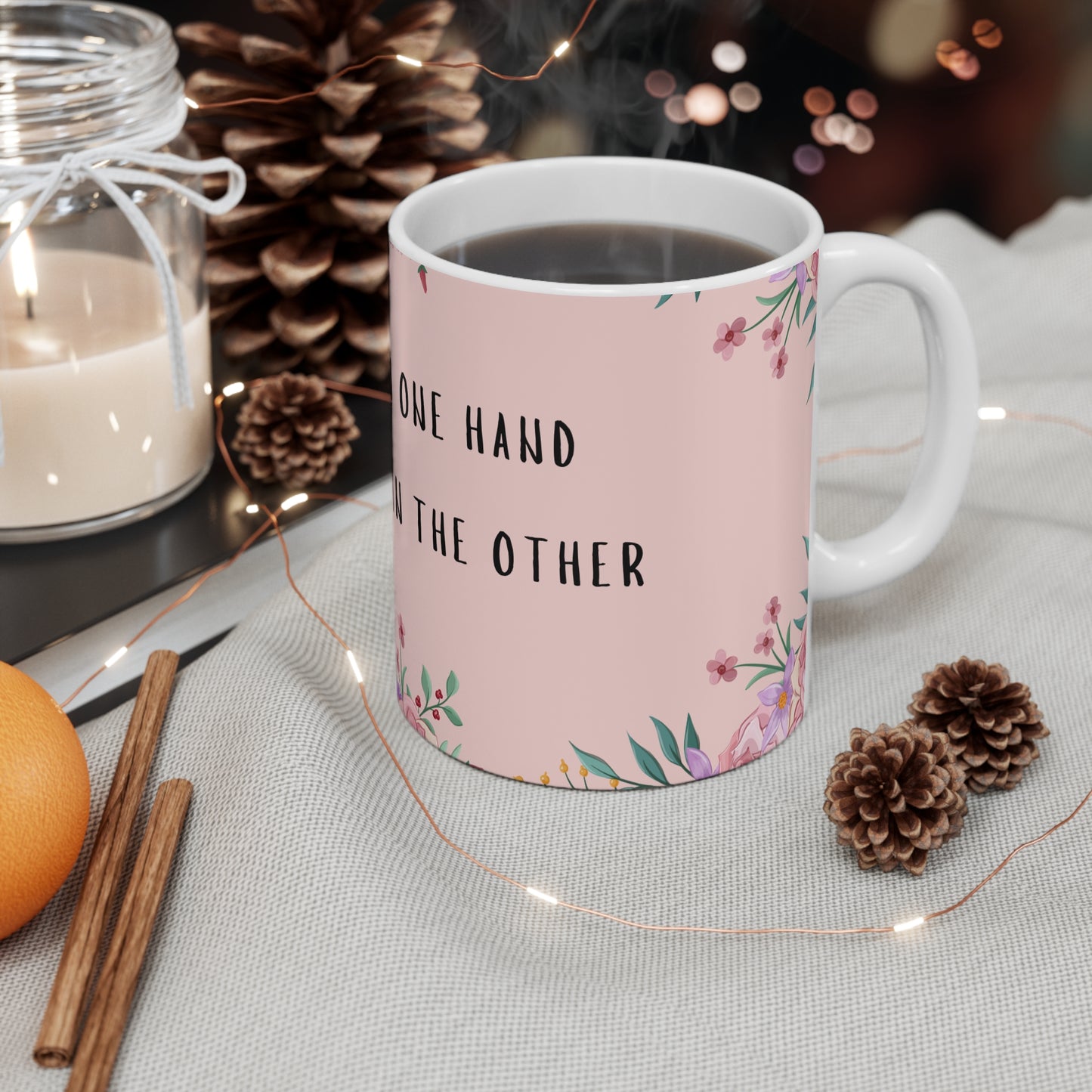 Confidence Brew Coffee Mug – 11oz Pink Floral Ceramic Cup | Soul Sips Gift for Girl Bosses, Dream Chasers & Power Mornings