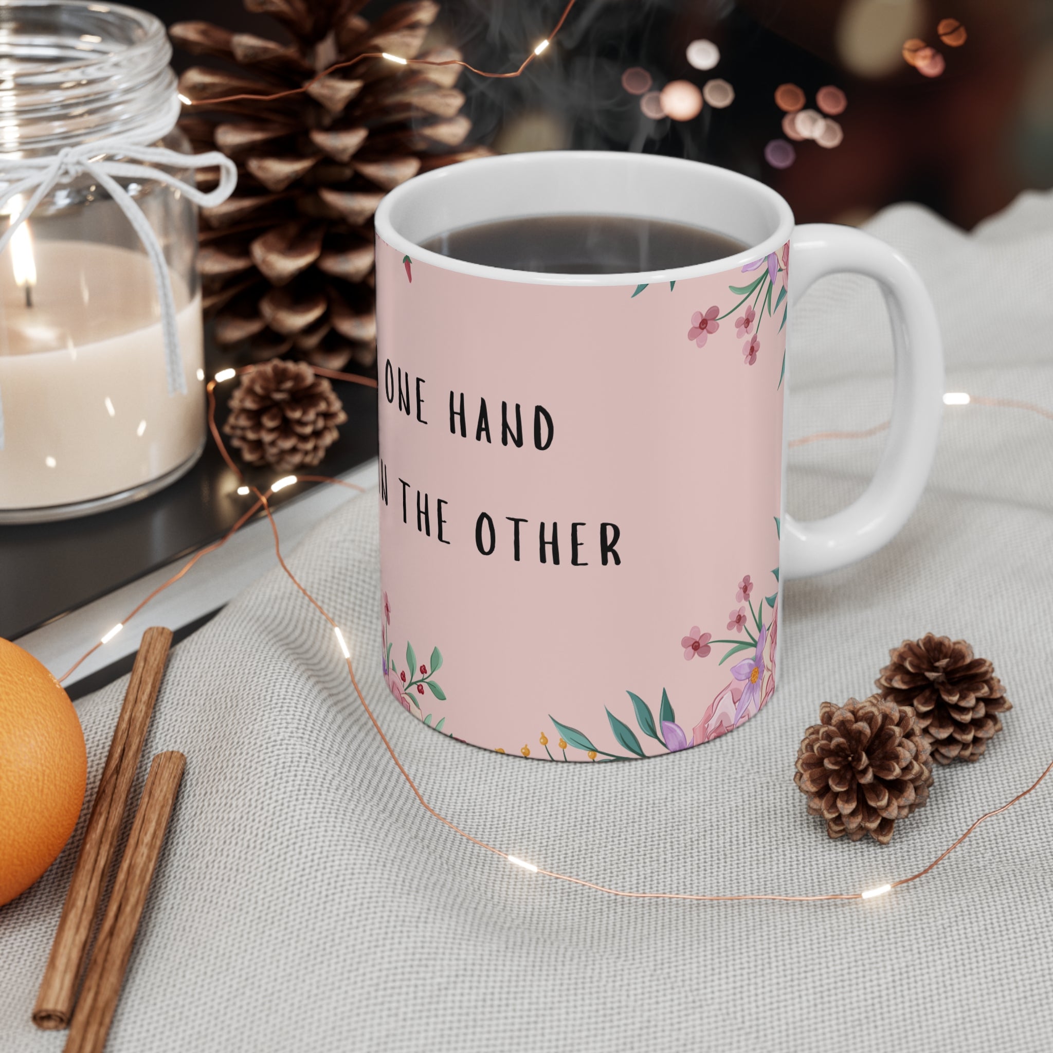 Confidence Brew Coffee Mug – 11oz Pink Floral Ceramic Cup | Soul Sips Gift for Girl Bosses, Dream Chasers & Power Mornings