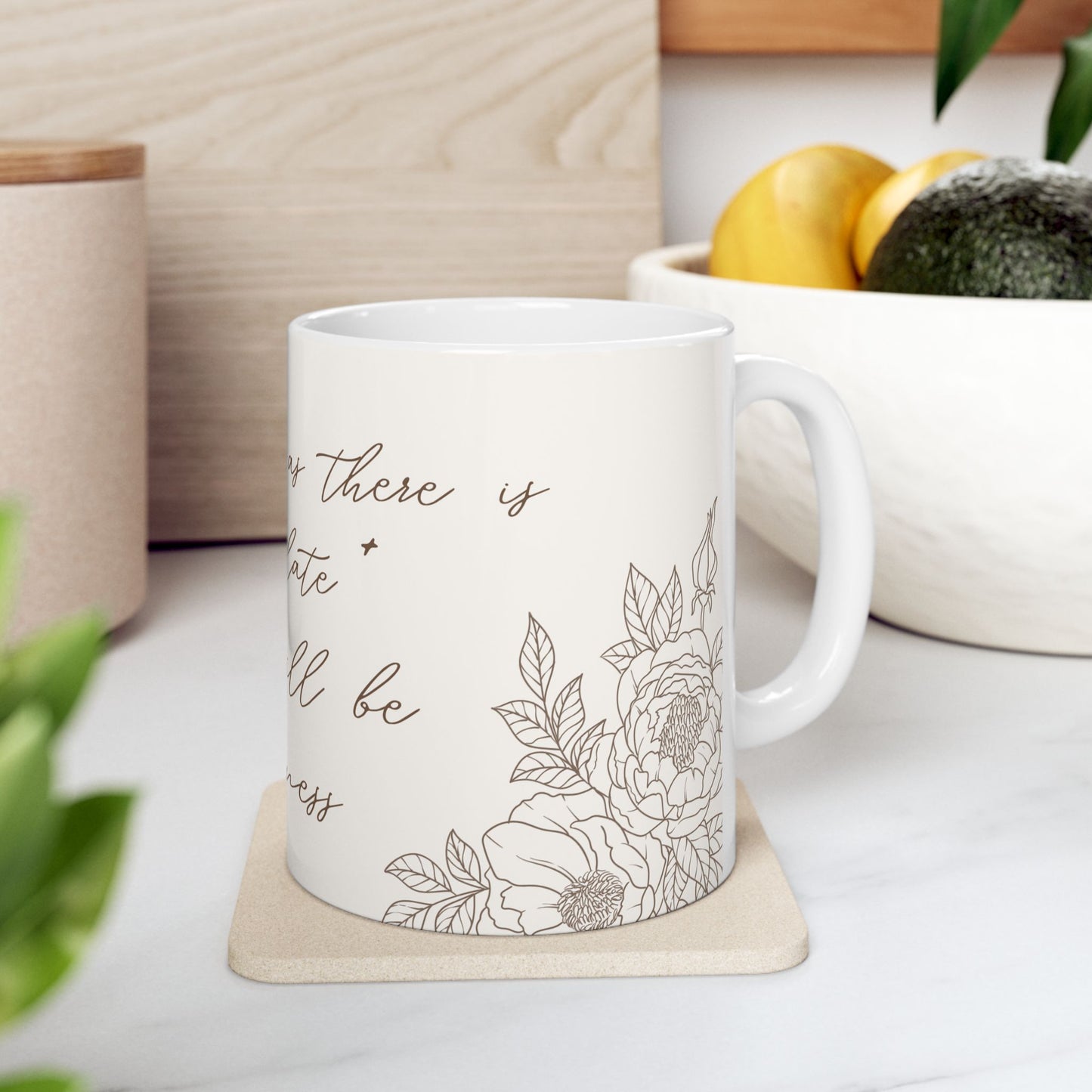 Chocolate Is Happiness Mug – 11oz Ceramic Coffee Cup | Soul Sips Gift for Chocolate Lovers, Cocoa Drinkers & Dessert Self-Care
