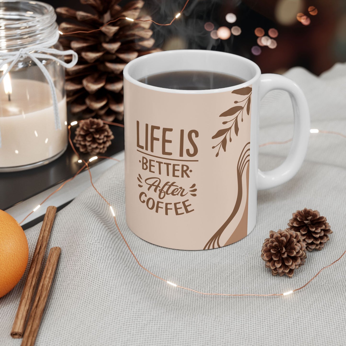 Life Is Better After Coffee Mug – 11oz Ceramic Coffee Cup | Soul Sips Gift for Coffee Lovers, Slow Mornings & Caffeine Boost