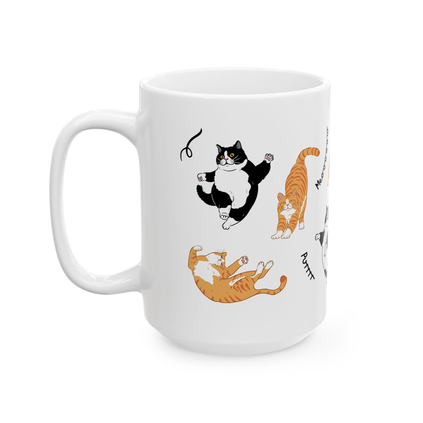 Cat Dance Ceramic Mug — Cute Dancing Cats Pattern, Funny Cat Lover Gift (11oz/15oz)
