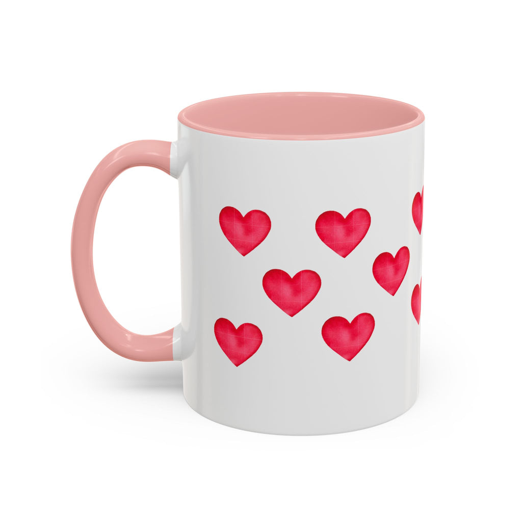 Heart Pattern Accent Coffee Mug — Valentine’s Day Romantic Gift (11/15oz)