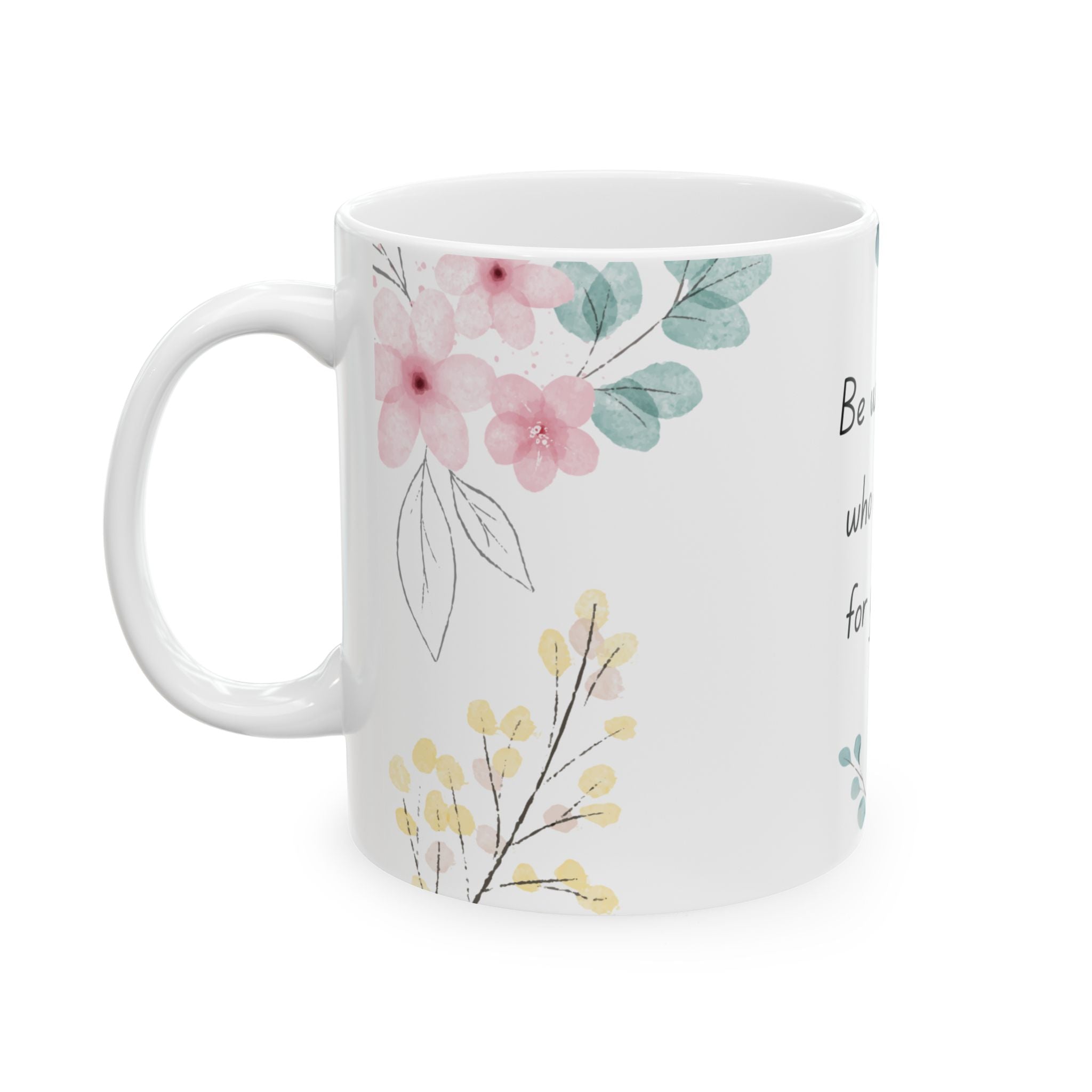 Be with People Good for Your Soul Mug – 11oz Floral Ceramic Coffee Cup | Soul Sips Gift for Soulful Sippers & Meaningful Friendships
