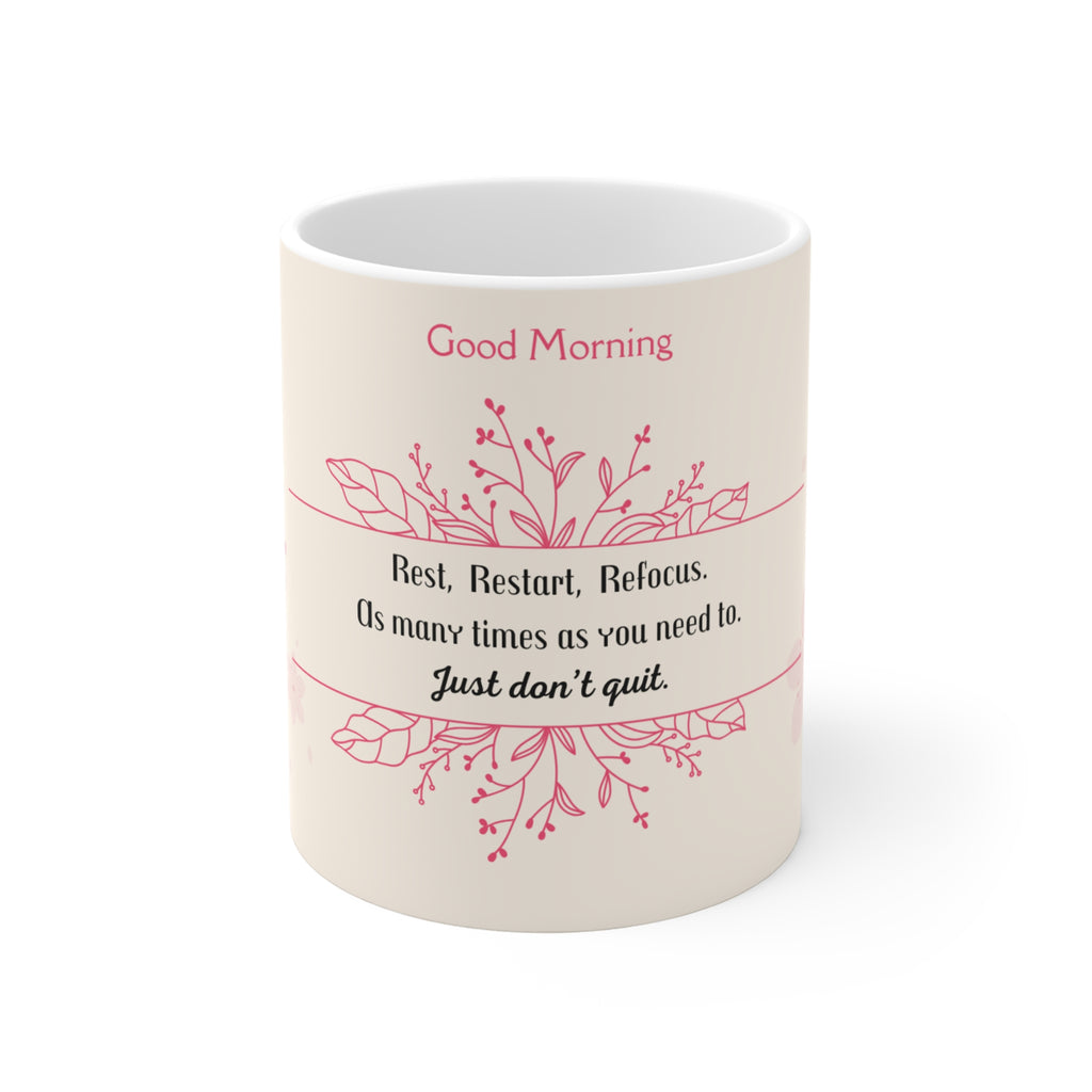 Good Morning Floral  Coffee Cup, 11 oz Ceramic Mug