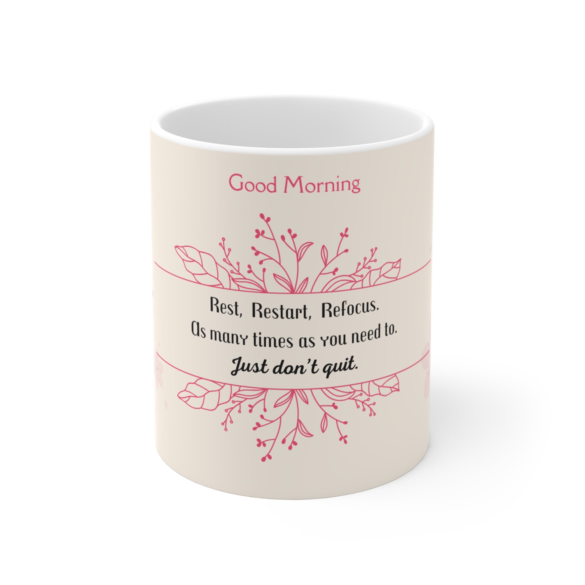 Good Morning Floral  Coffee Cup, 11 oz Ceramic Mug
