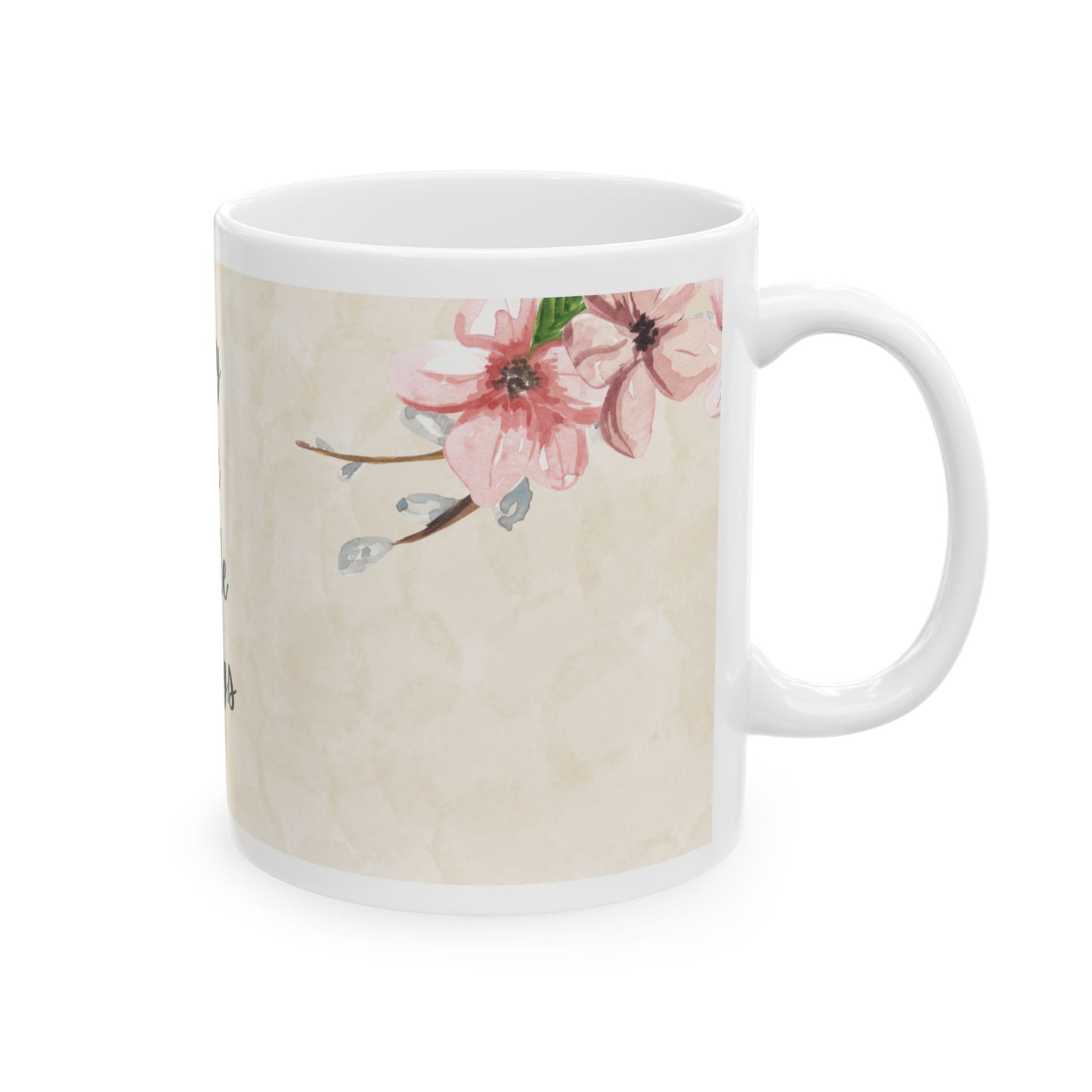 Enjoy the Little Things Mug – 11oz Ceramic Coffee Cup with Apple Blossom Design | Soul Sips Gift for Mindful Moments & Cozy Mornings
