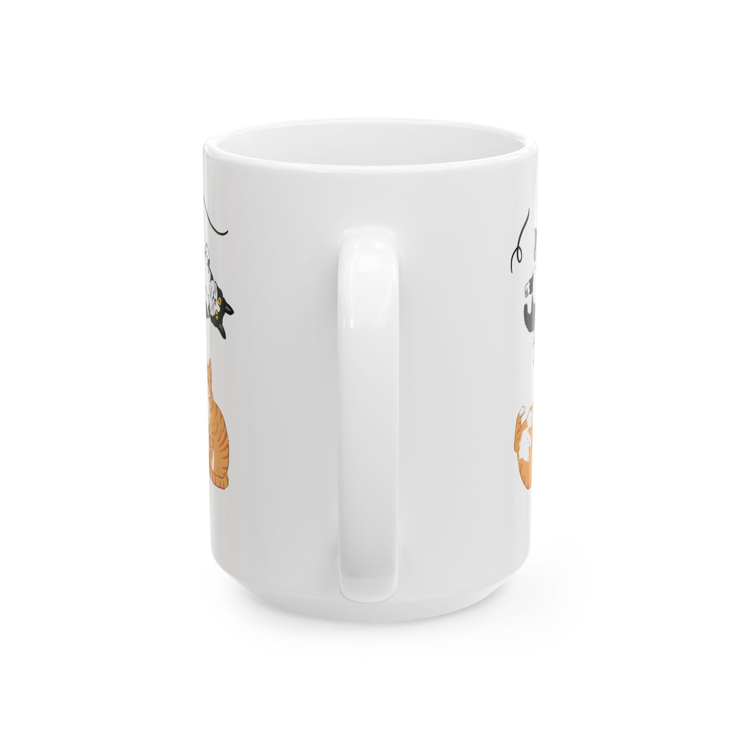 Cat Dance Ceramic Mug — Cute Dancing Cats Pattern, Funny Cat Lover Gift (11oz/15oz)