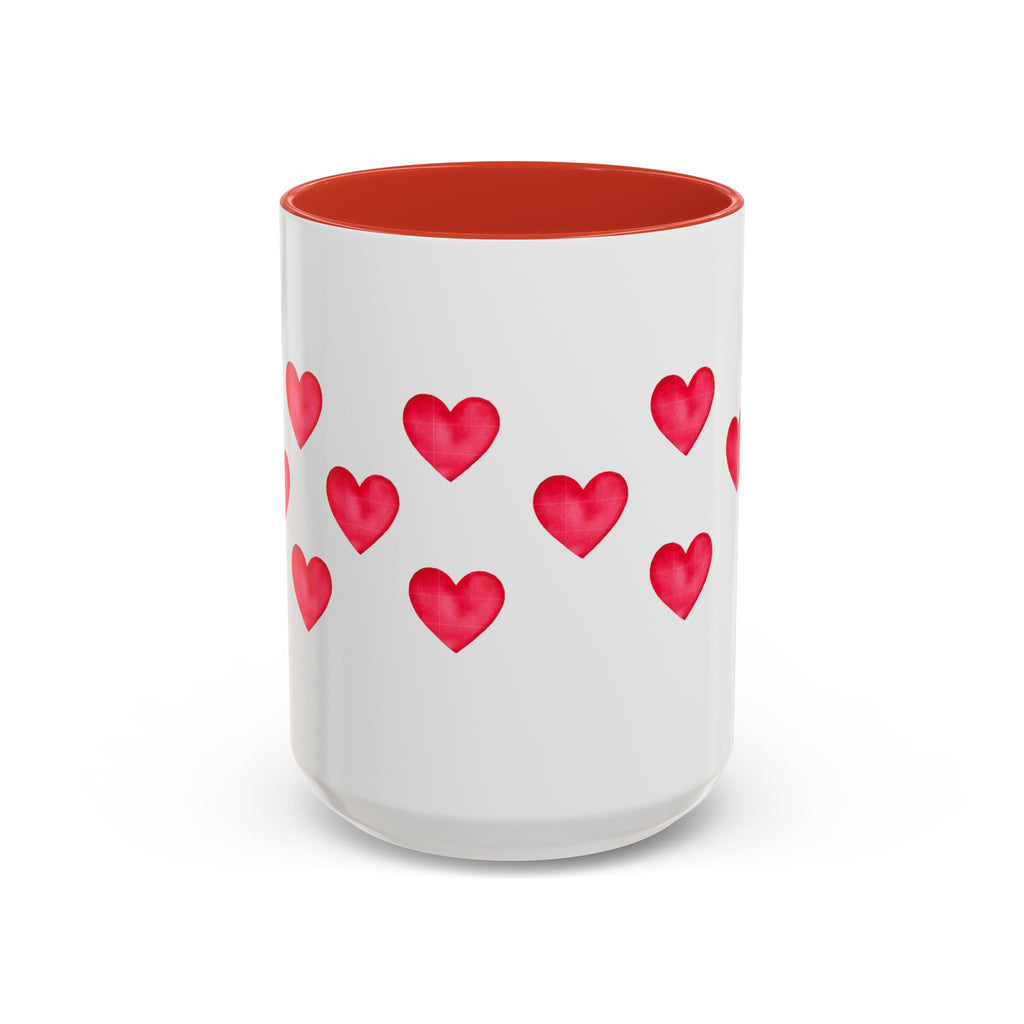 Heart Pattern Accent Coffee Mug — Valentine’s Day Romantic Gift (11/15oz)