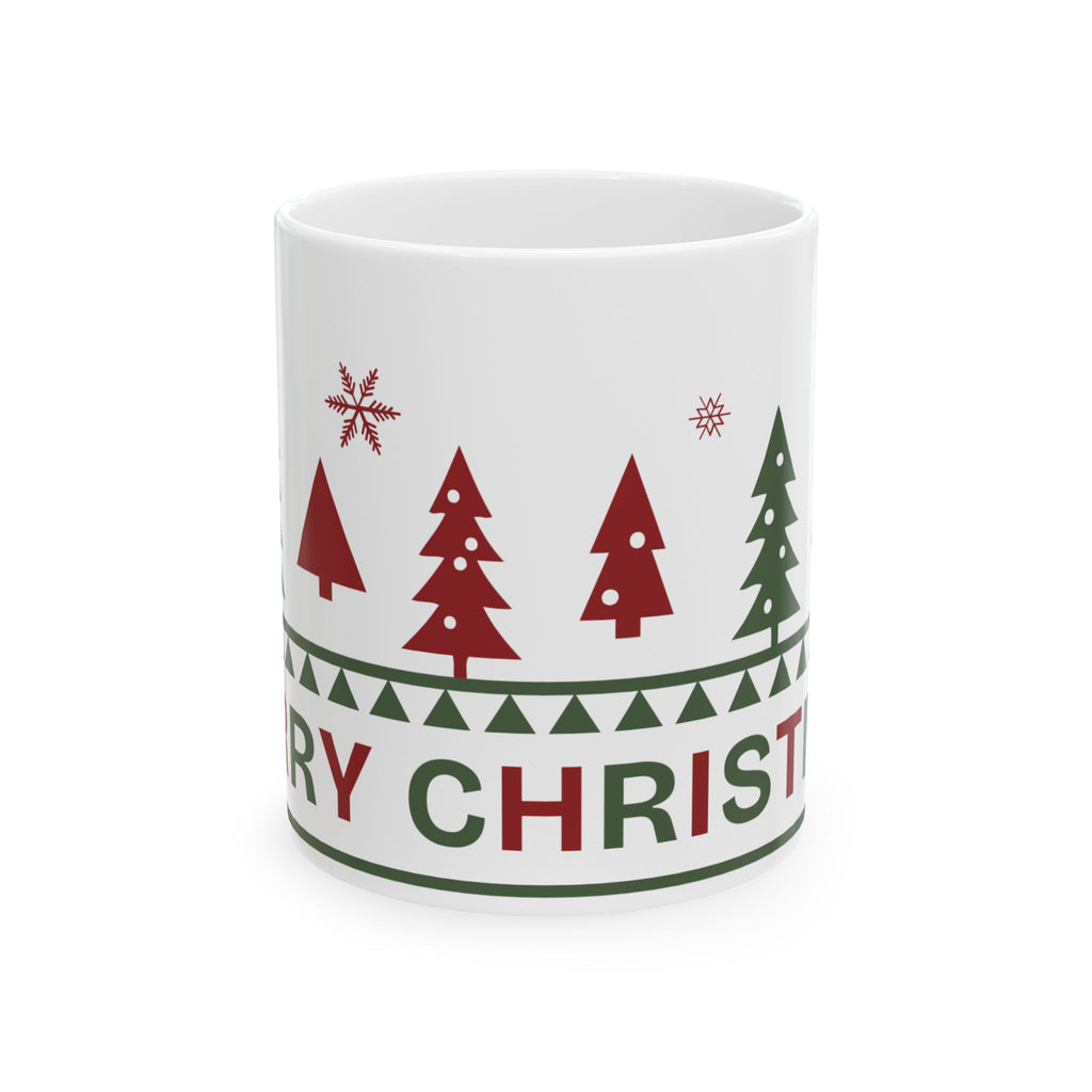 Merry Christmas Holiday Trees Ceramic Coffee Mug (11oz)