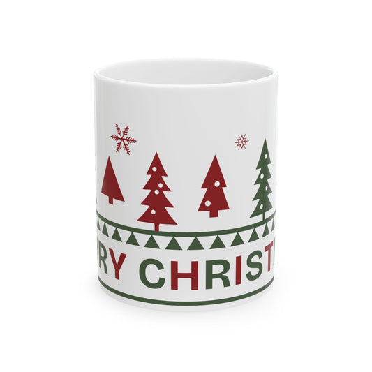 Merry Christmas Holiday Trees Ceramic Coffee Mug (11oz)
