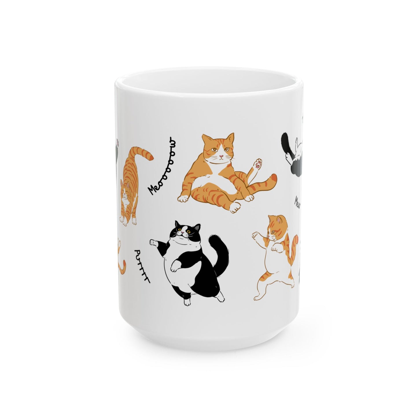 Cat Dance Ceramic Mug — Cute Dancing Cats Pattern, Funny Cat Lover Gift (11oz/15oz)