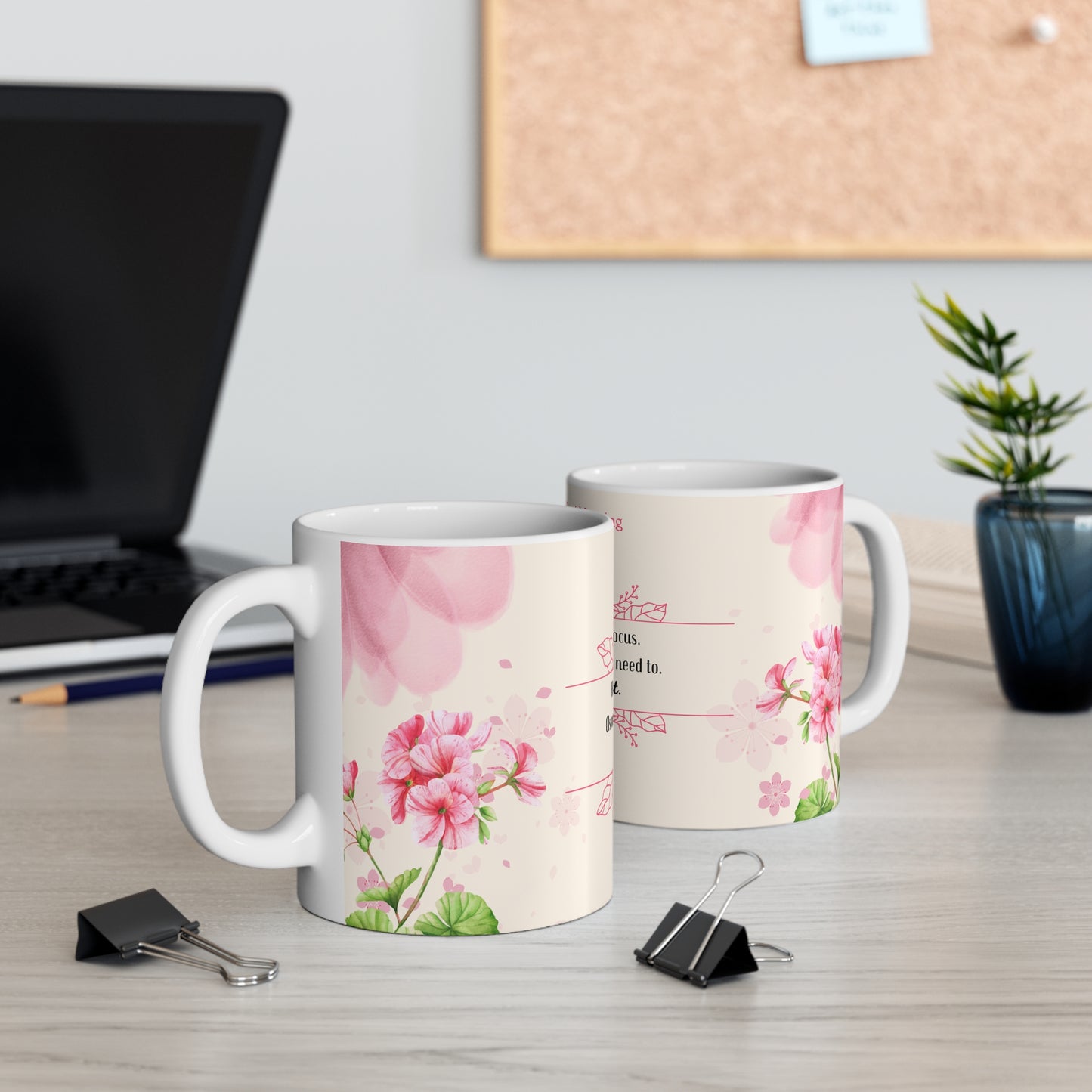 Good Morning Floral  Coffee Cup, 11 oz Ceramic Mug
