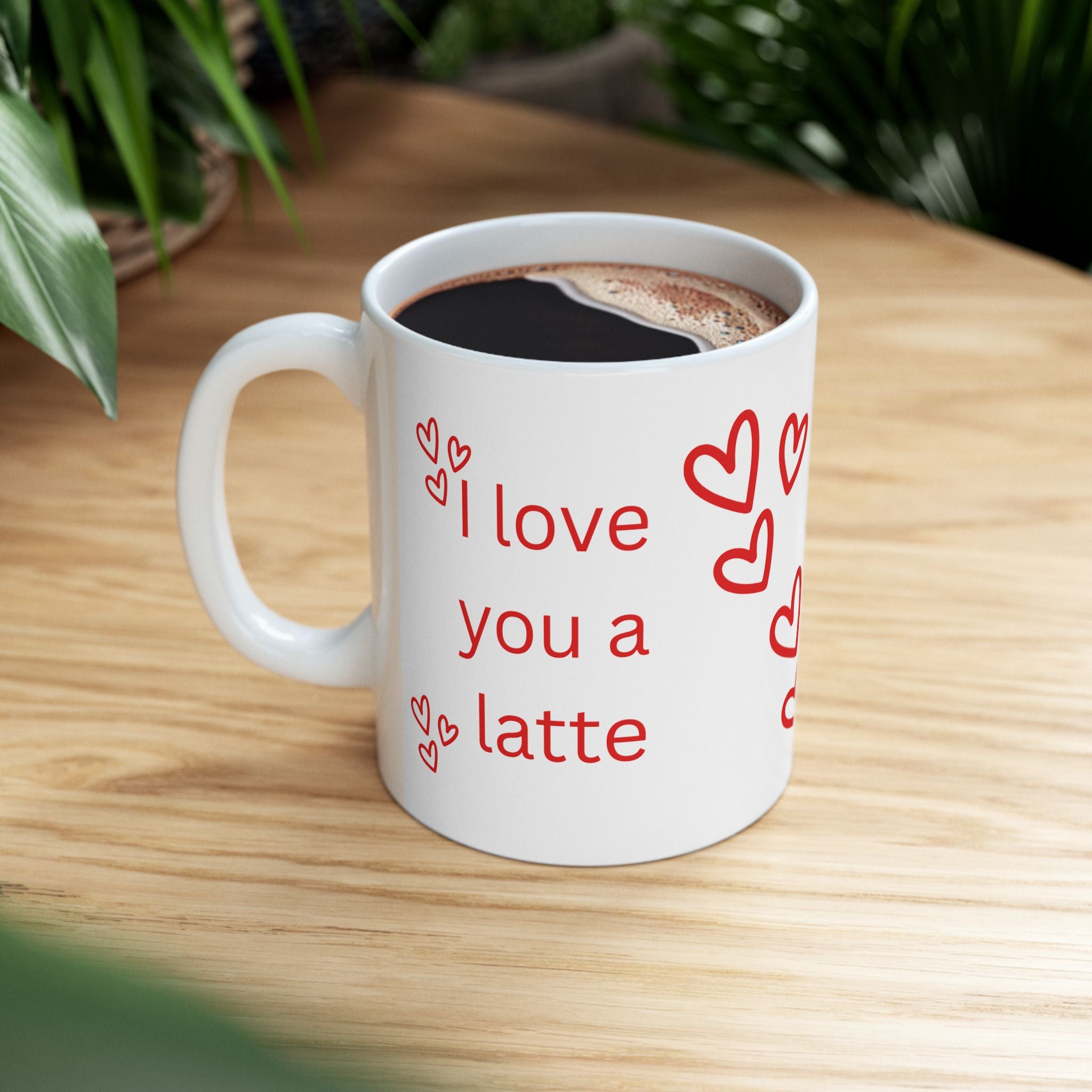 I Love You a Latte Ceramic Mug – Romantic Red Heart Coffee Cup (11oz, 15oz)