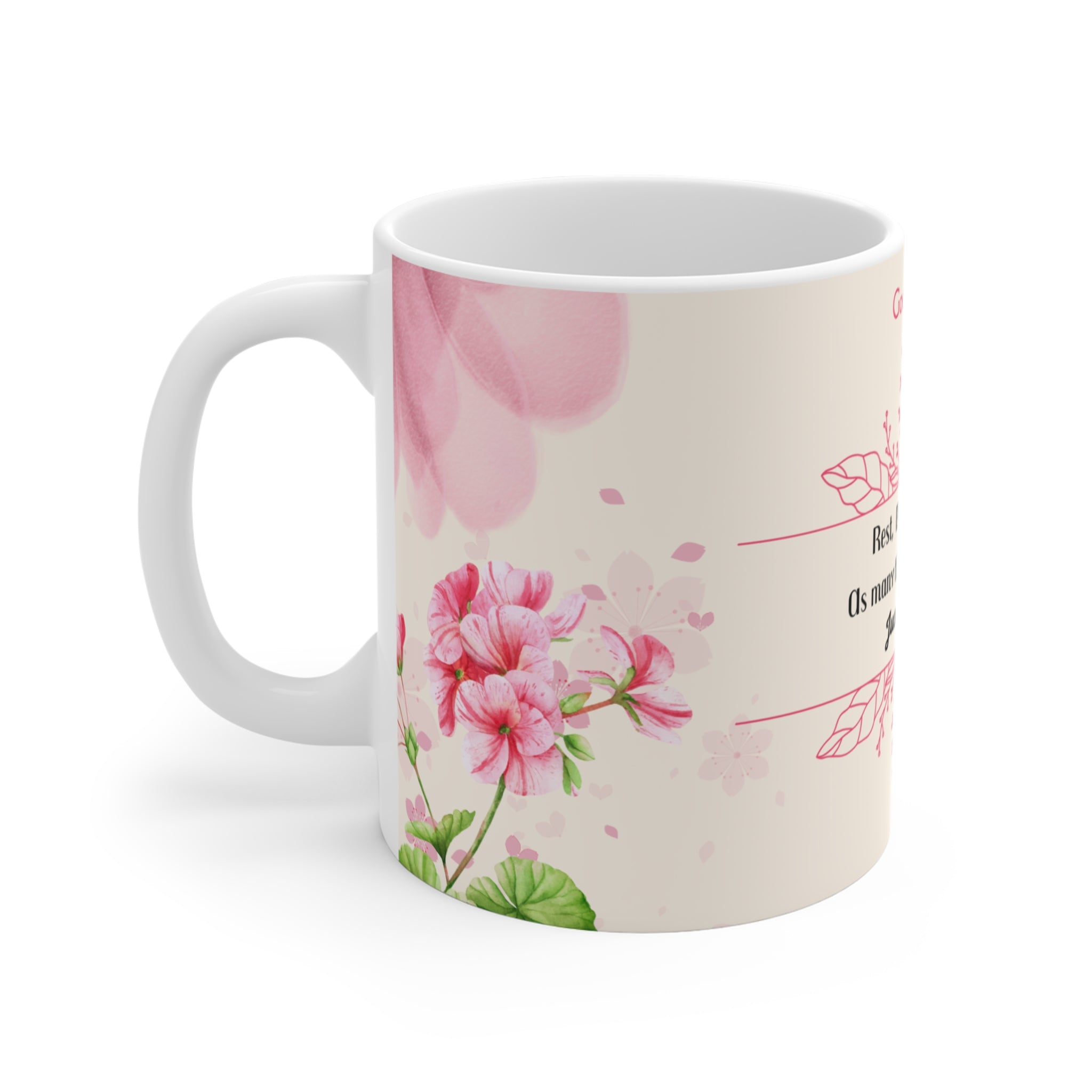 Good Morning Floral  Coffee Cup, 11 oz Ceramic Mug
