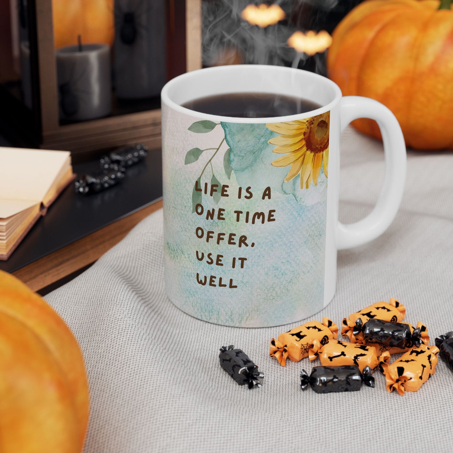 Life Is a One-Time Offer” Motivational Mug – 11oz Ceramic Coffee Cup | Soul Sips Inspirational Gift for Goal-Setters & Dreamers