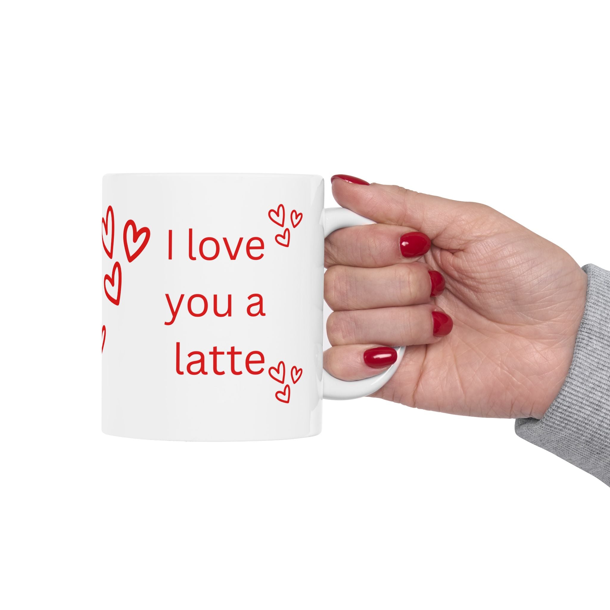 I Love You a Latte Ceramic Mug – Romantic Red Heart Coffee Cup (11oz, 15oz)