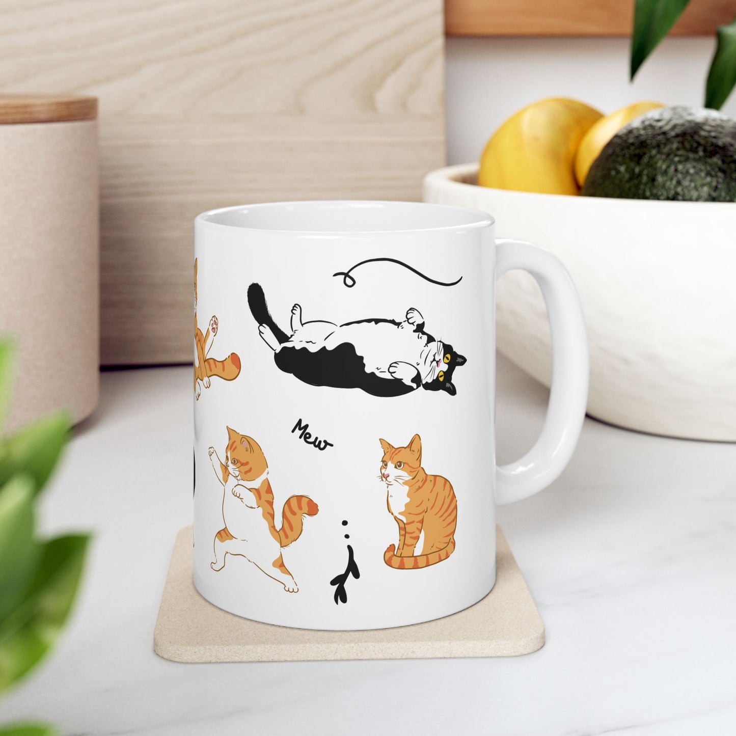 Cat Dance Ceramic Mug — Cute Dancing Cats Pattern, Funny Cat Lover Gift (11oz/15oz)