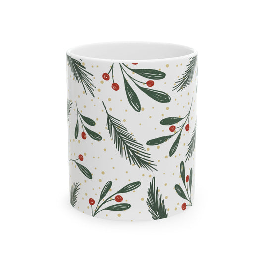 Holiday Pine & Berries Ceramic Mug (11oz)