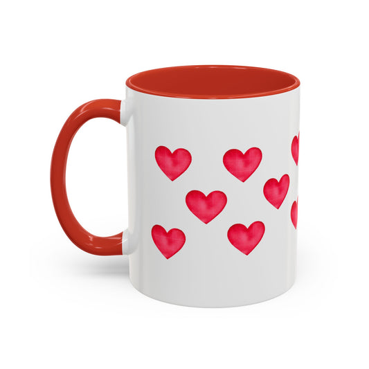 Heart Pattern Accent Coffee Mug — Valentine’s Day Romantic Gift (11/15oz)