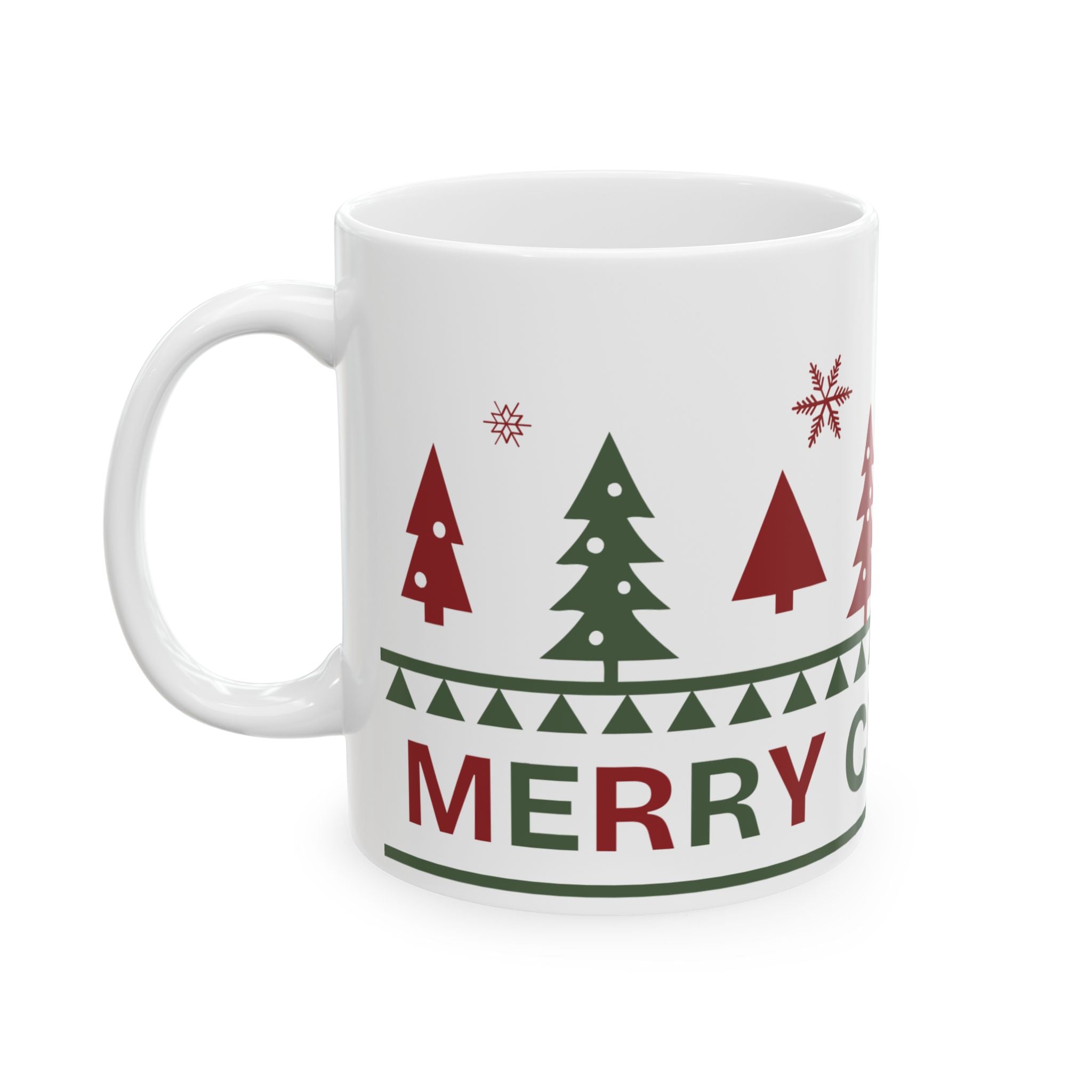 Merry Christmas Holiday Trees Ceramic Coffee Mug (11oz)