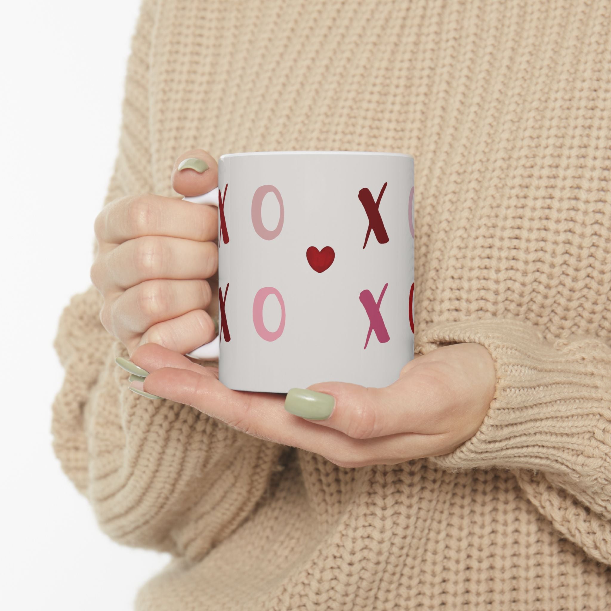 XOXO Heart Pattern Ceramic Mug — Valentine's Day 11oz & 15oz