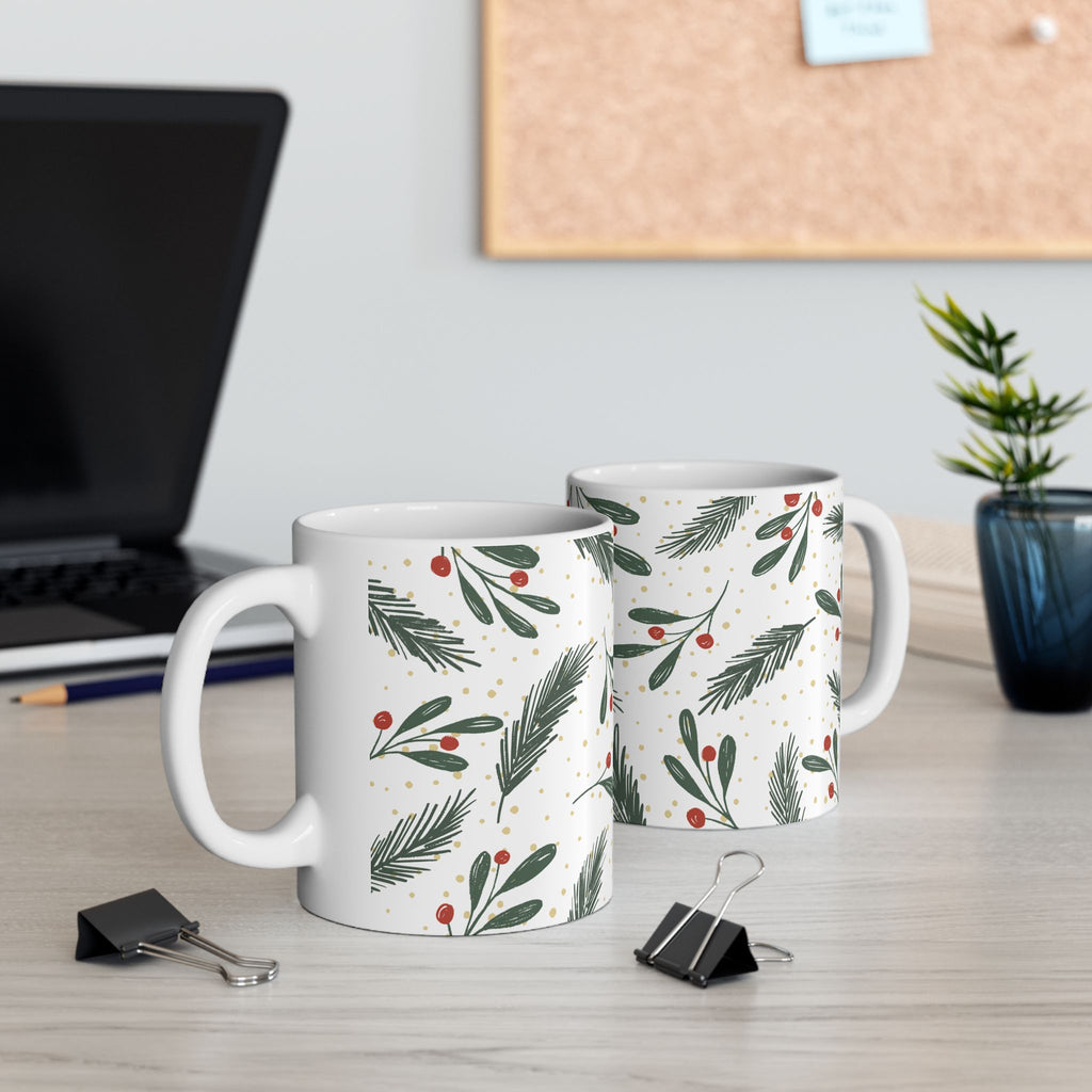 Holiday Pine & Berries Ceramic Mug (11oz)