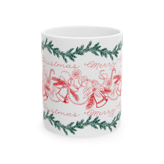 Christmas Bells Ceramic Mug — Merry Christmas Holiday Coffee Cup (11oz & 15oz)