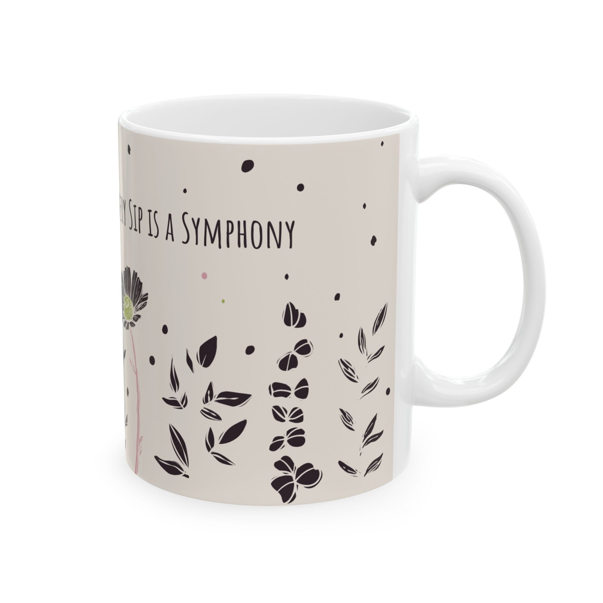 Blooms of Bliss Mug – 11oz Floral Ceramic Coffee Cup | Soul Sips Romantic Gift for Tea Lovers, Music Moods & Aesthetic Morning Moments