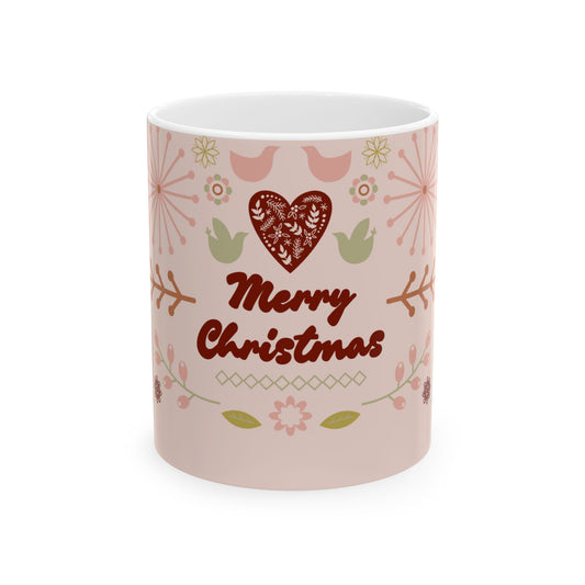 Pink Scandinavian Holiday Coffee Cup (11oz)