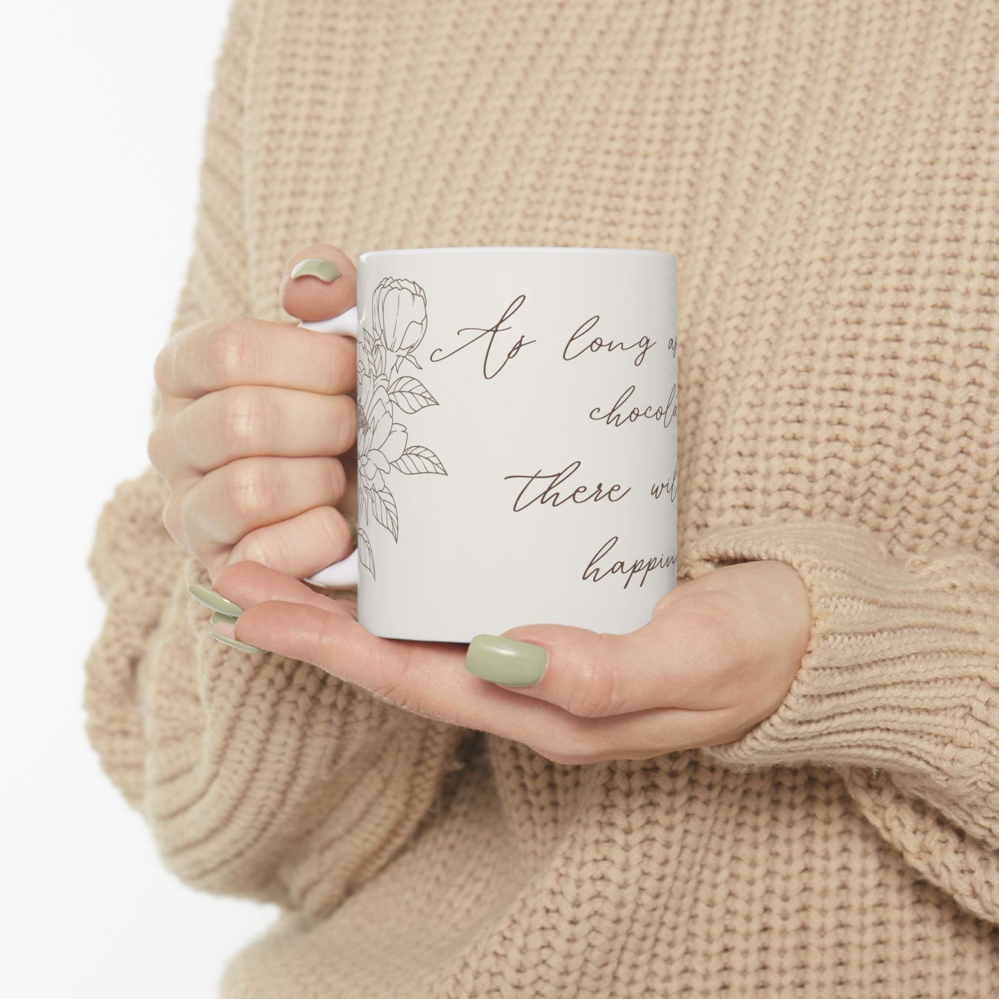 Chocolate Is Happiness Mug – 11oz Ceramic Coffee Cup | Soul Sips Gift for Chocolate Lovers, Cocoa Drinkers & Dessert Self-Care