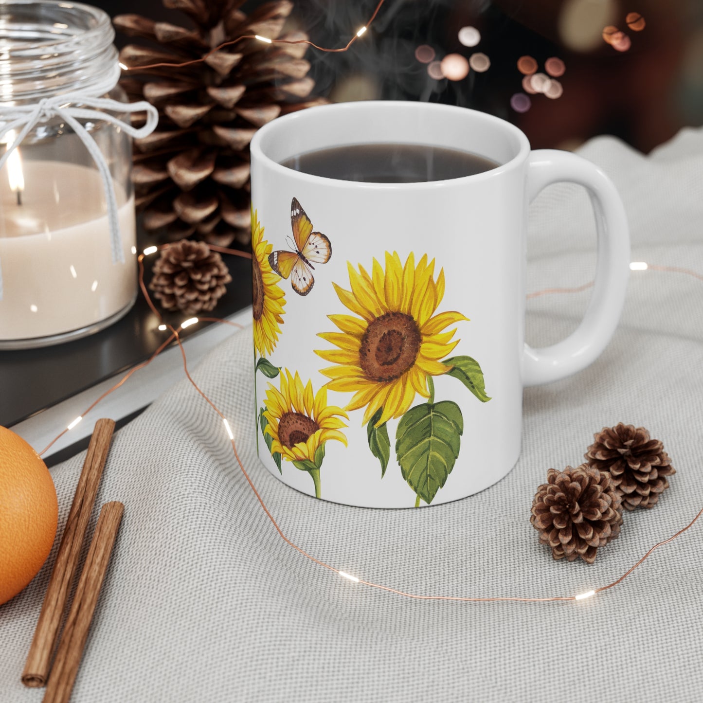 Sunny Soul Sunflower Floral Mug – 11oz Ceramic Coffee Cup | Soul Sips Gift for Flower Lovers, Daydreamers & Positive Vibes