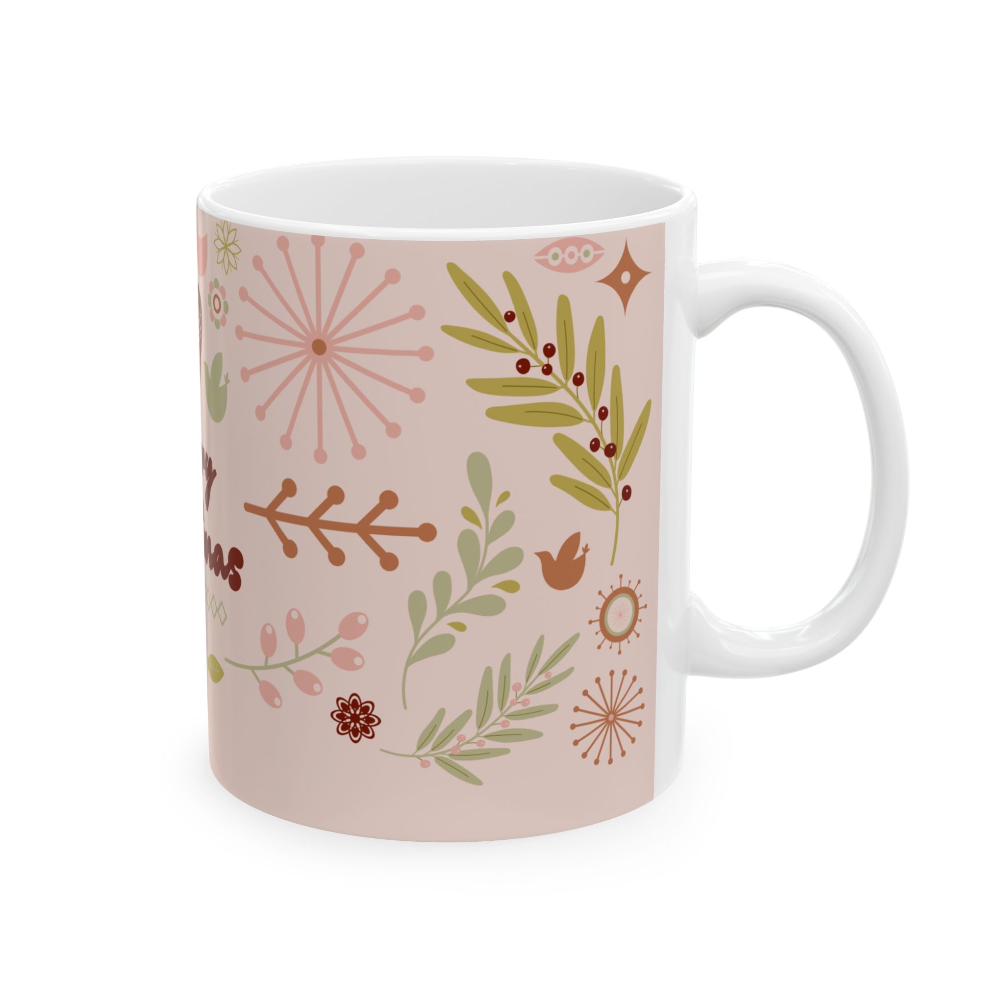 Pink Scandinavian Holiday Coffee Cup (11oz)