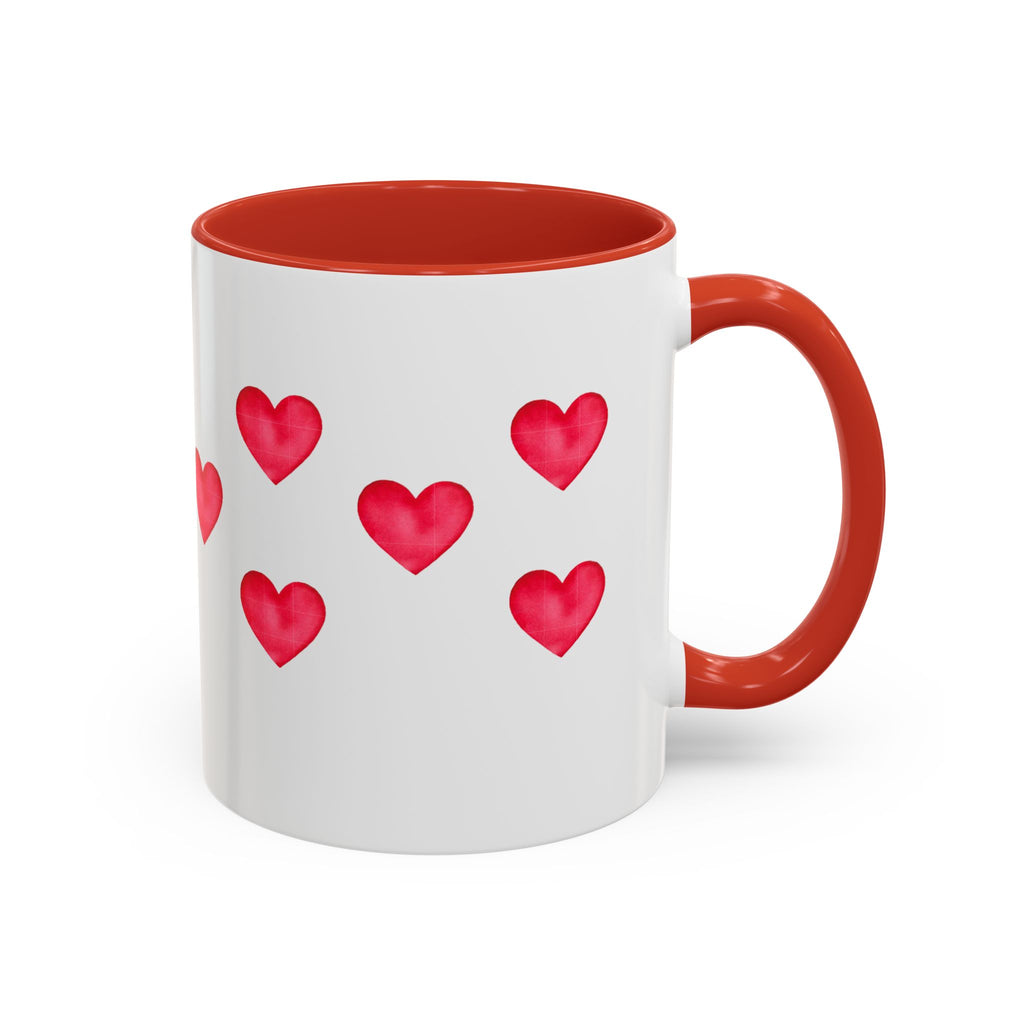 Heart Pattern Accent Coffee Mug — Valentine’s Day Romantic Gift (11/15oz)