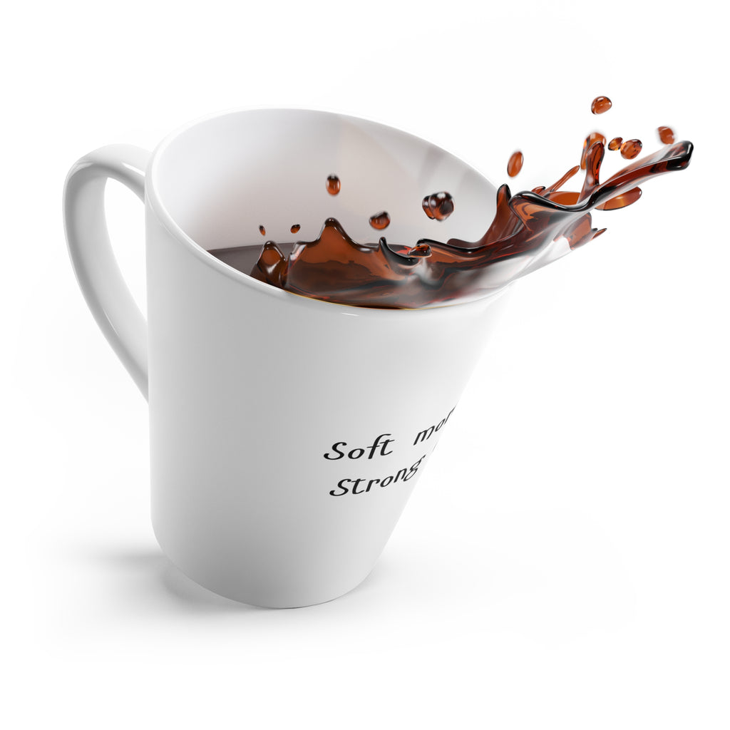 Soft Morning. Strong Coffee. 12 oz Ceramic Latte Mug