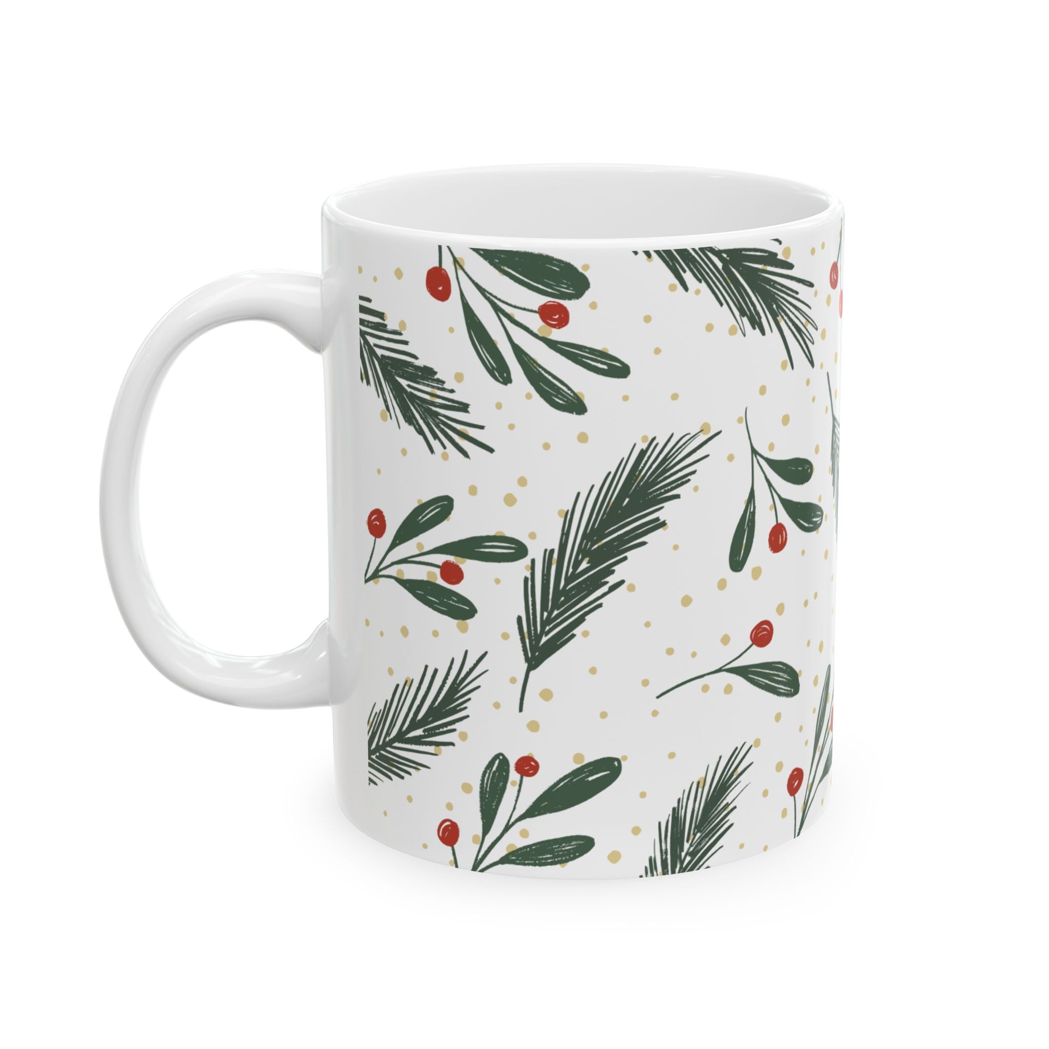 Holiday Pine & Berries Ceramic Mug (11oz)
