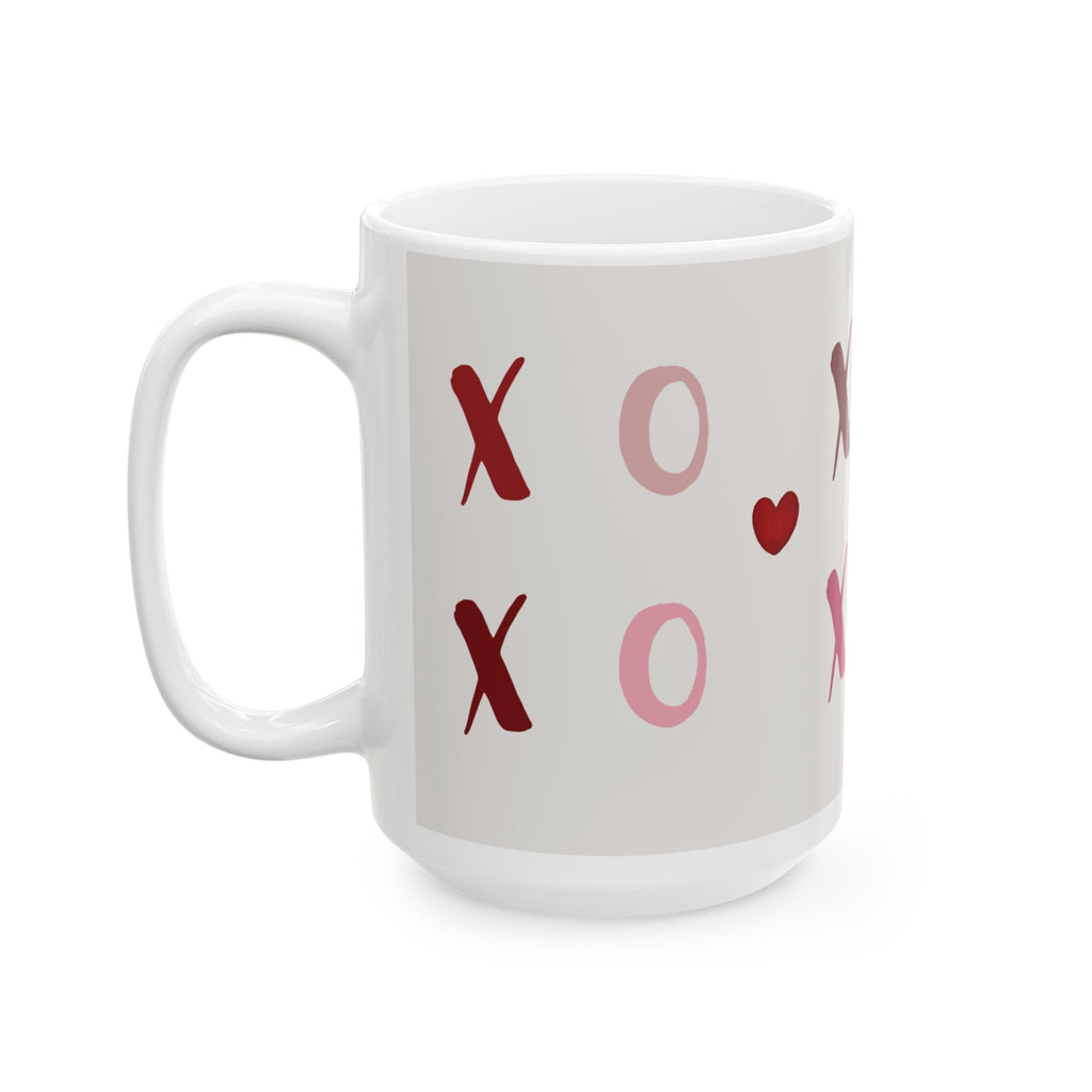 XOXO Heart Pattern Ceramic Mug — Valentine's Day 11oz & 15oz