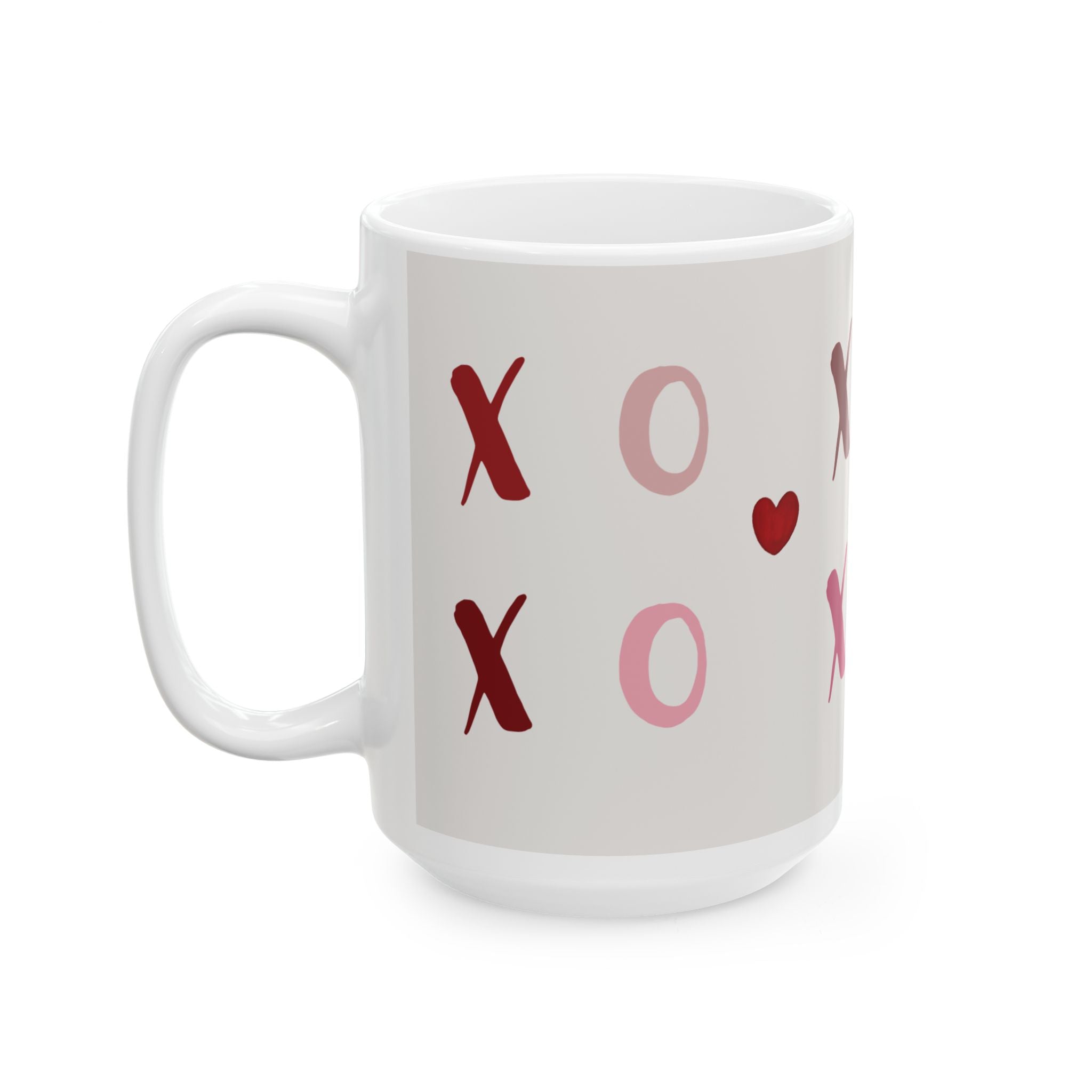 XOXO Heart Pattern Ceramic Mug — Valentine's Day 11oz & 15oz