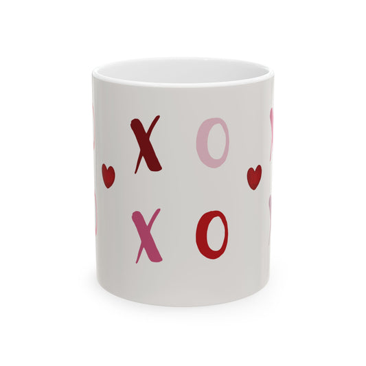 XOXO Heart Pattern Ceramic Mug — Valentine's Day 11oz & 15oz