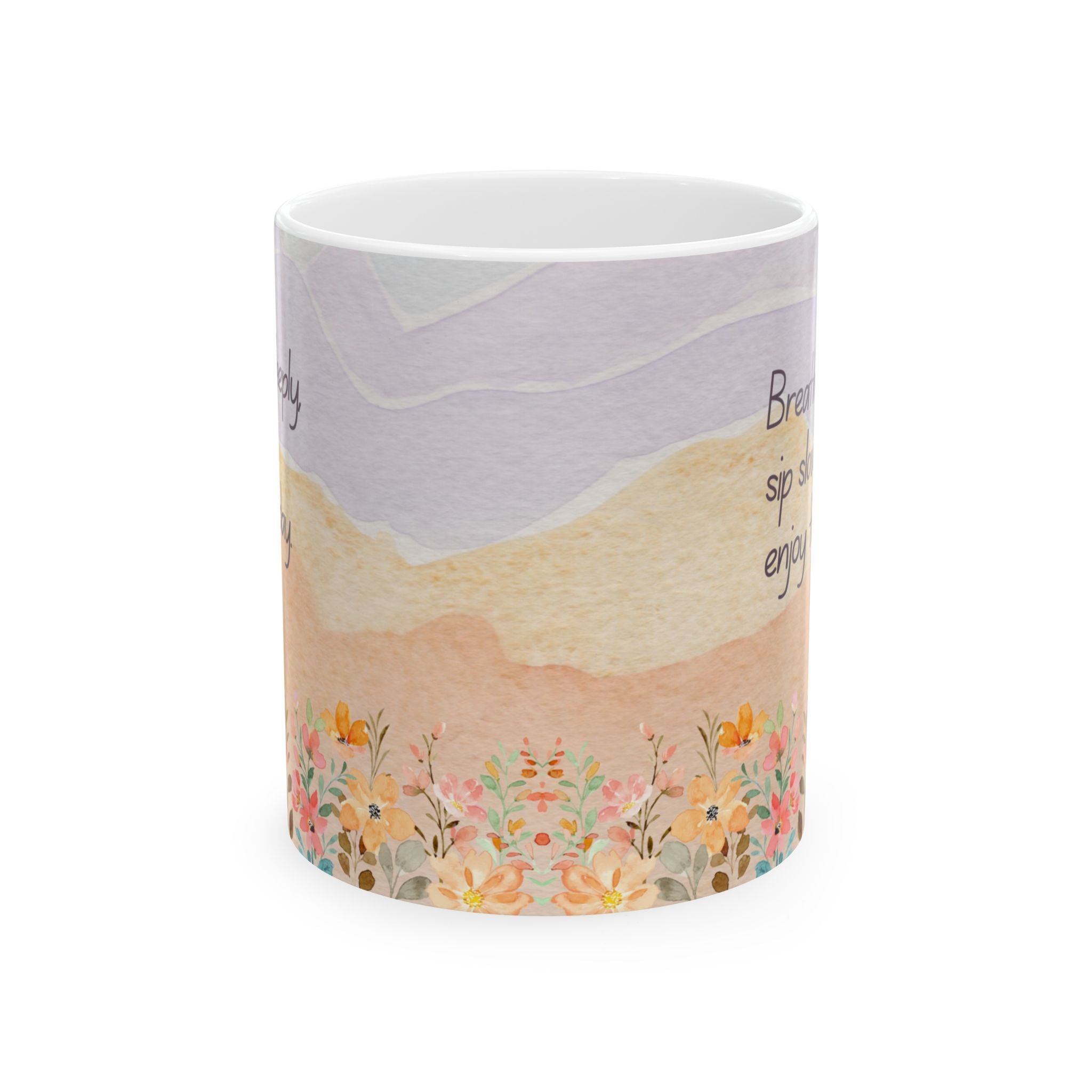 Breathe Deeply Sip Slowly Mug – 11oz Ceramic Coffee Cup | Soul Sips Mindfulness Gift for Meditation, Relaxation & Morning Rituals