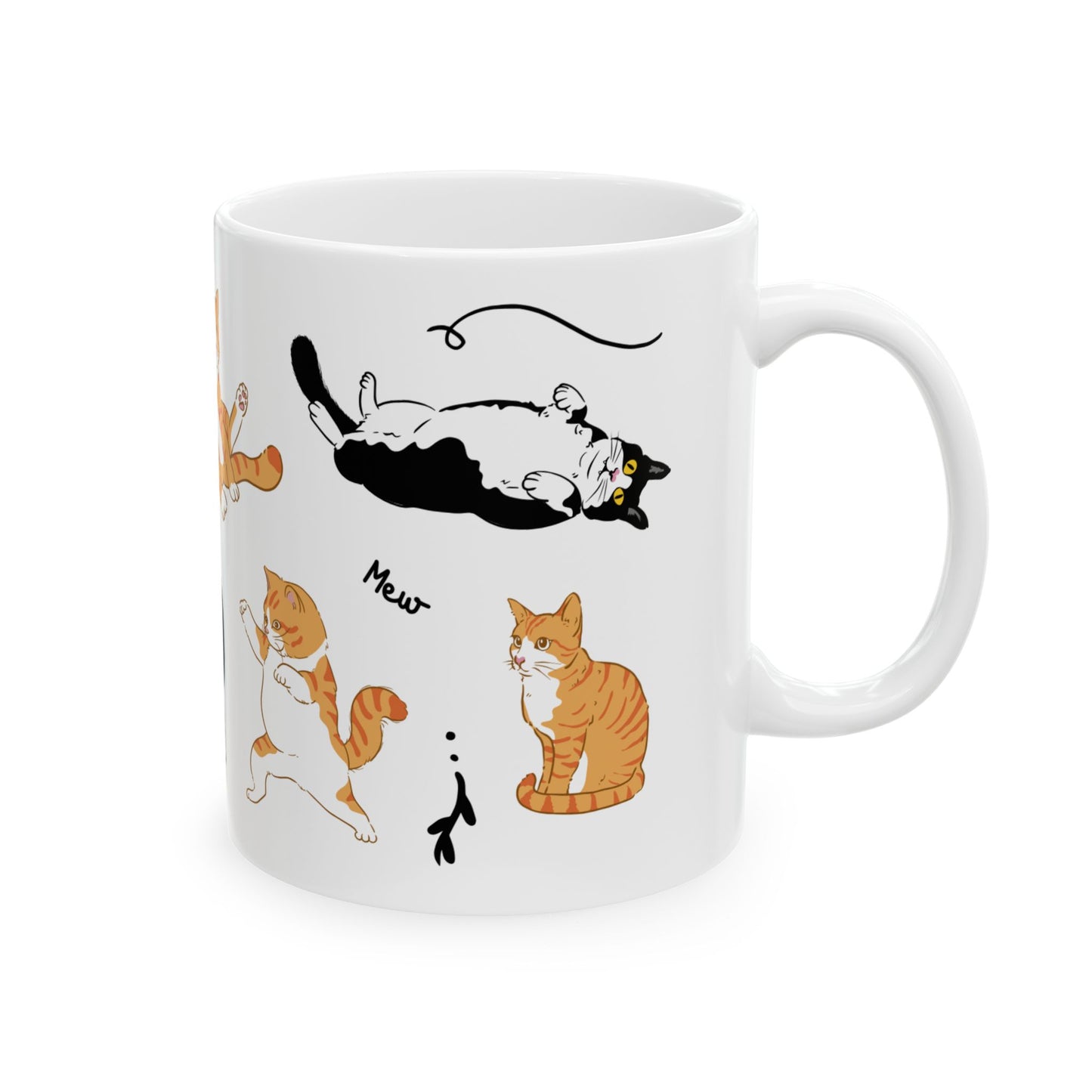 Cat Dance Ceramic Mug — Cute Dancing Cats Pattern, Funny Cat Lover Gift (11oz/15oz)