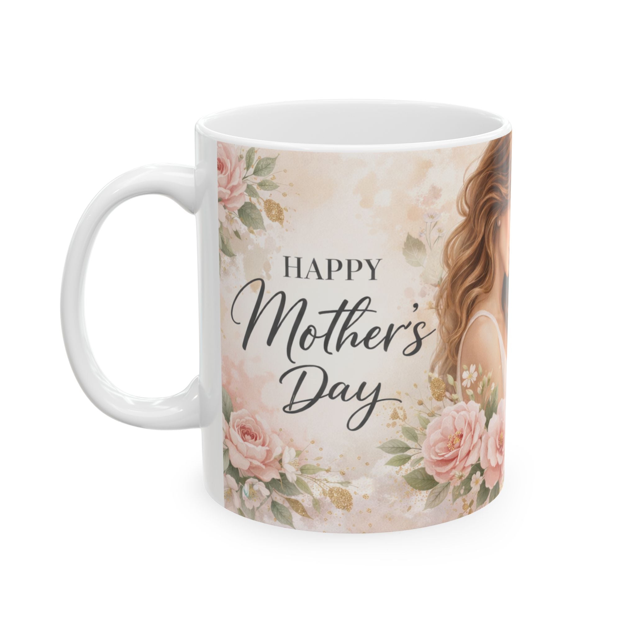 Mother and Daughter Floral Ceramic Mug — 11 oz