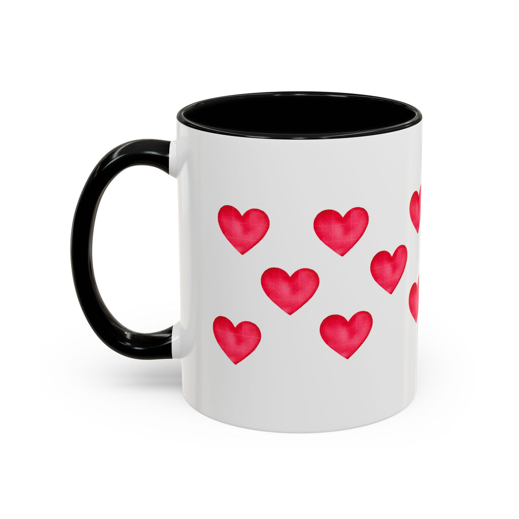 Heart Pattern Accent Coffee Mug — Valentine’s Day Romantic Gift (11/15oz)
