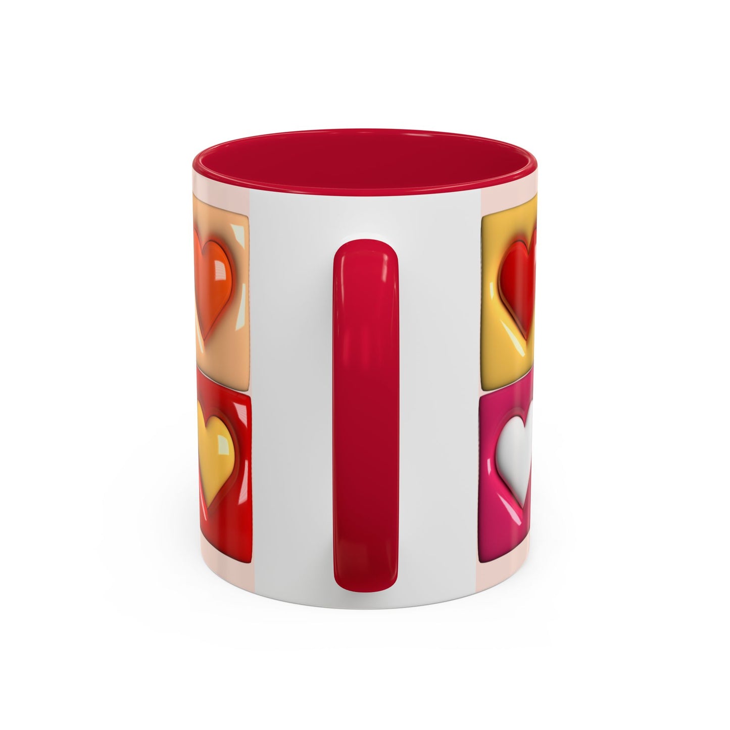 Colorful Heart Grid Coffee Mug — 11oz/15oz Vibrant Pop-Art Ceramic Gift