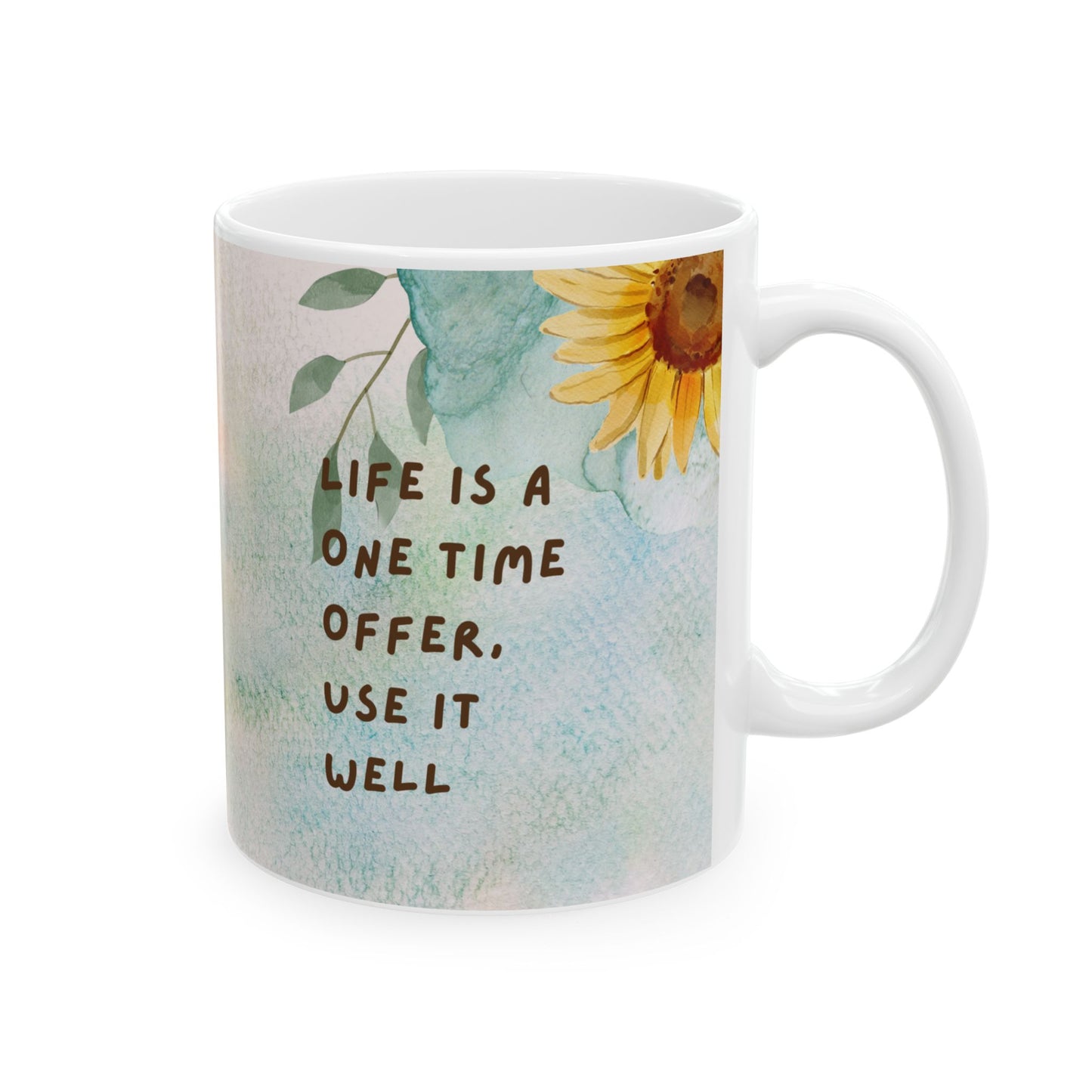 Life Is a One-Time Offer” Motivational Mug – 11oz Ceramic Coffee Cup | Soul Sips Inspirational Gift for Goal-Setters & Dreamers